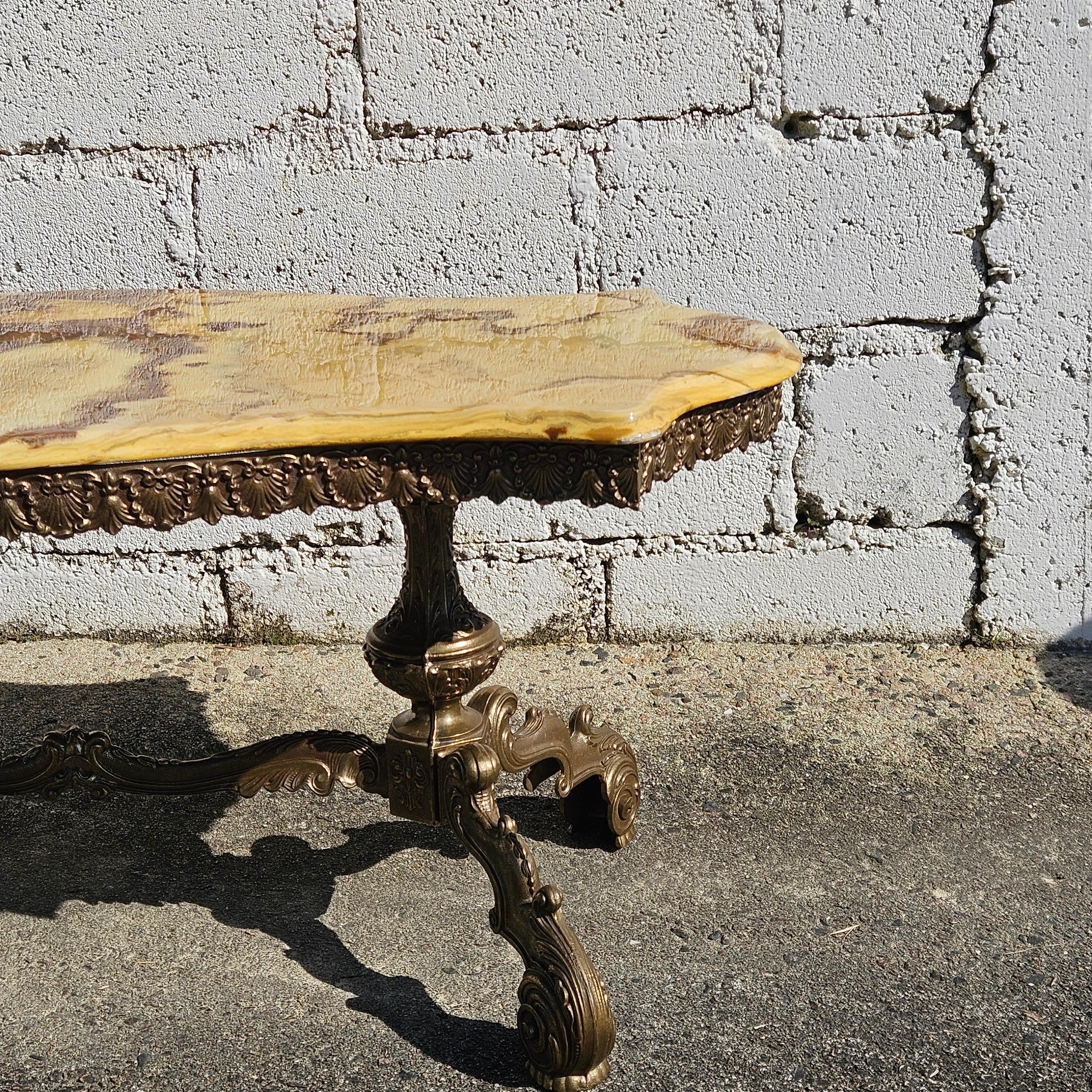 French Onyx Marble & Bronze Coffee Table-Cocktail-Lounge Table-Rococo Styl-60s 10