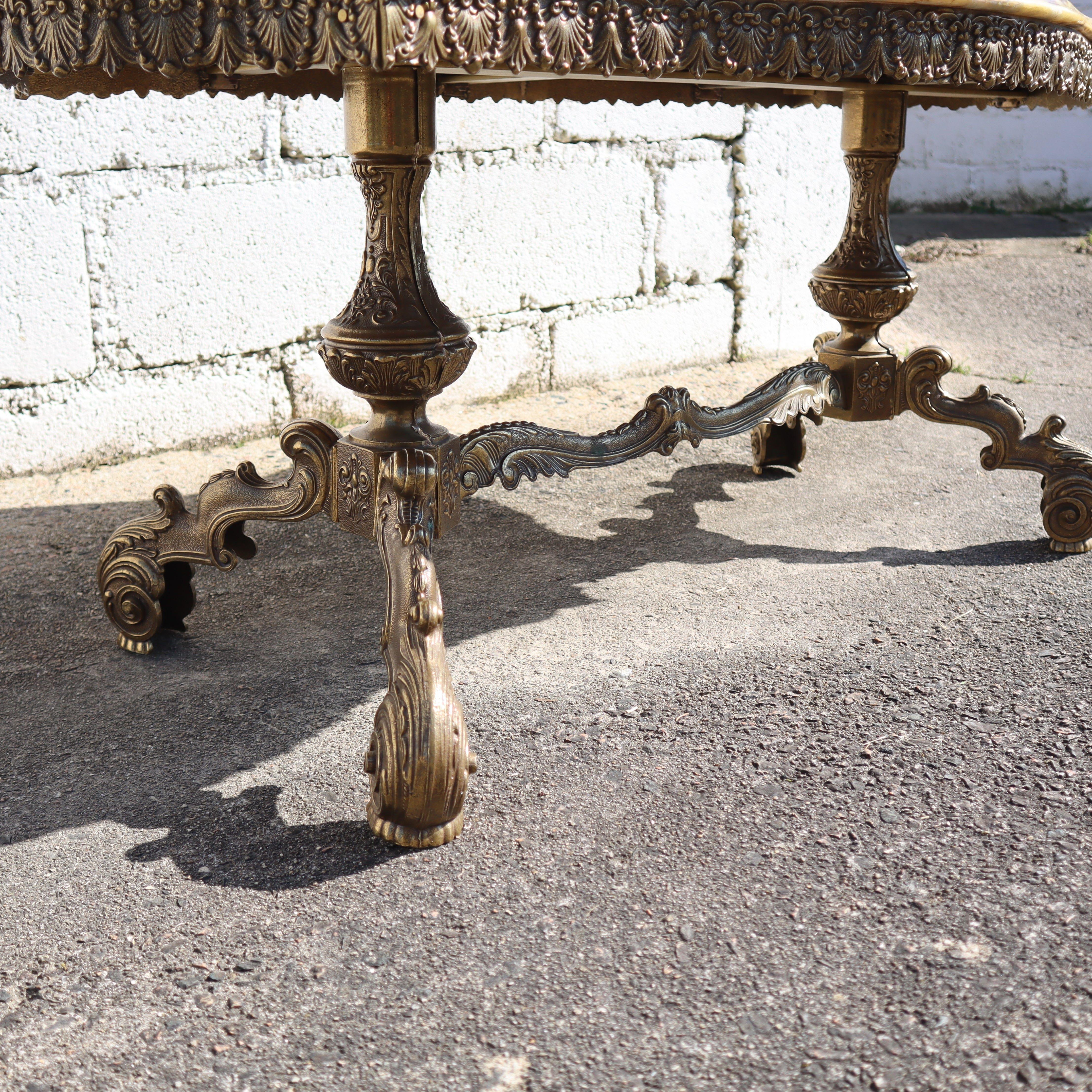 French Onyx Marble & Bronze Coffee Table-Cocktail-Lounge Table-Rococo Styl-60s 3