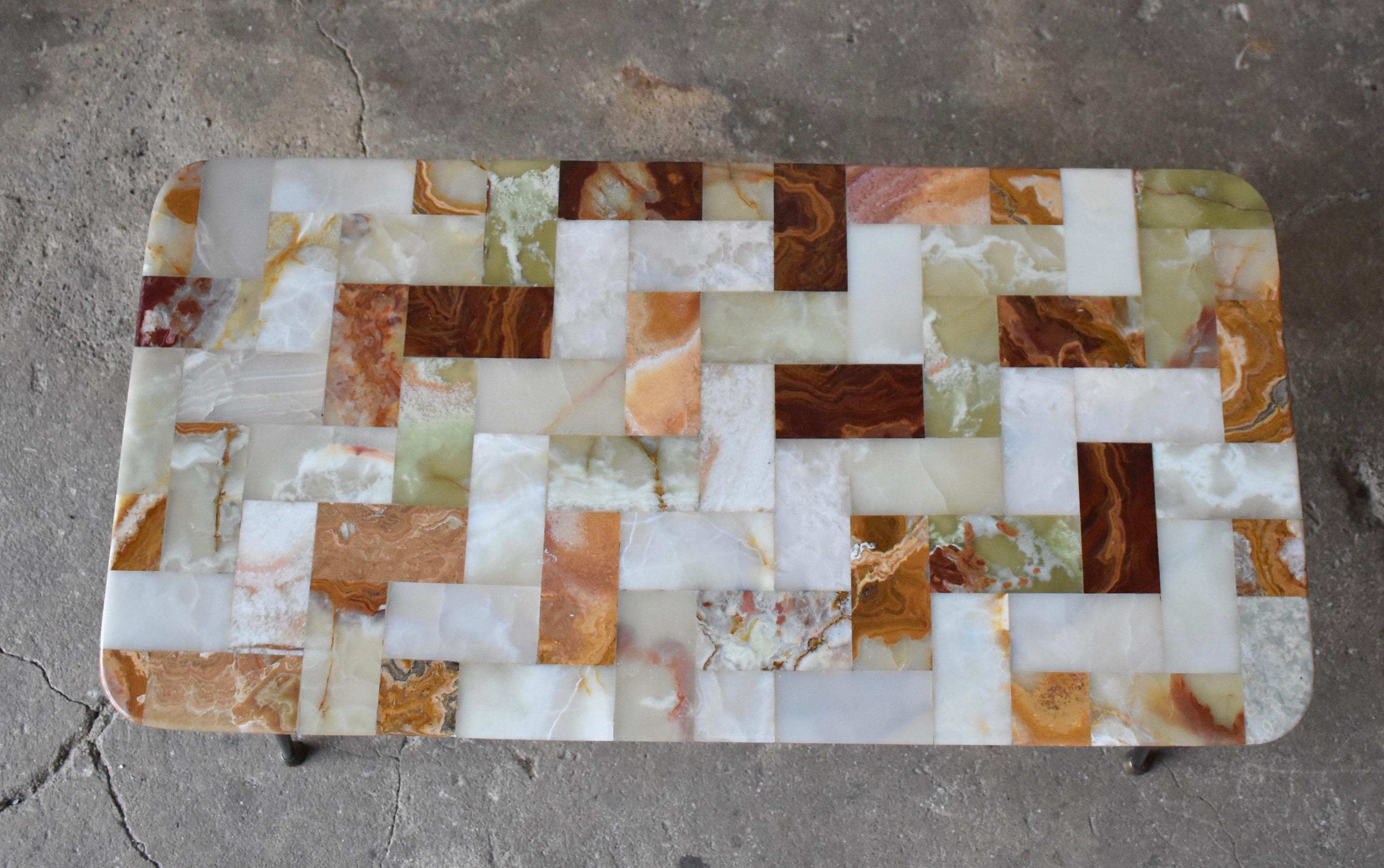 Hand-Crafted French Onyx Rectangular Coffee Table, 1950s For Sale