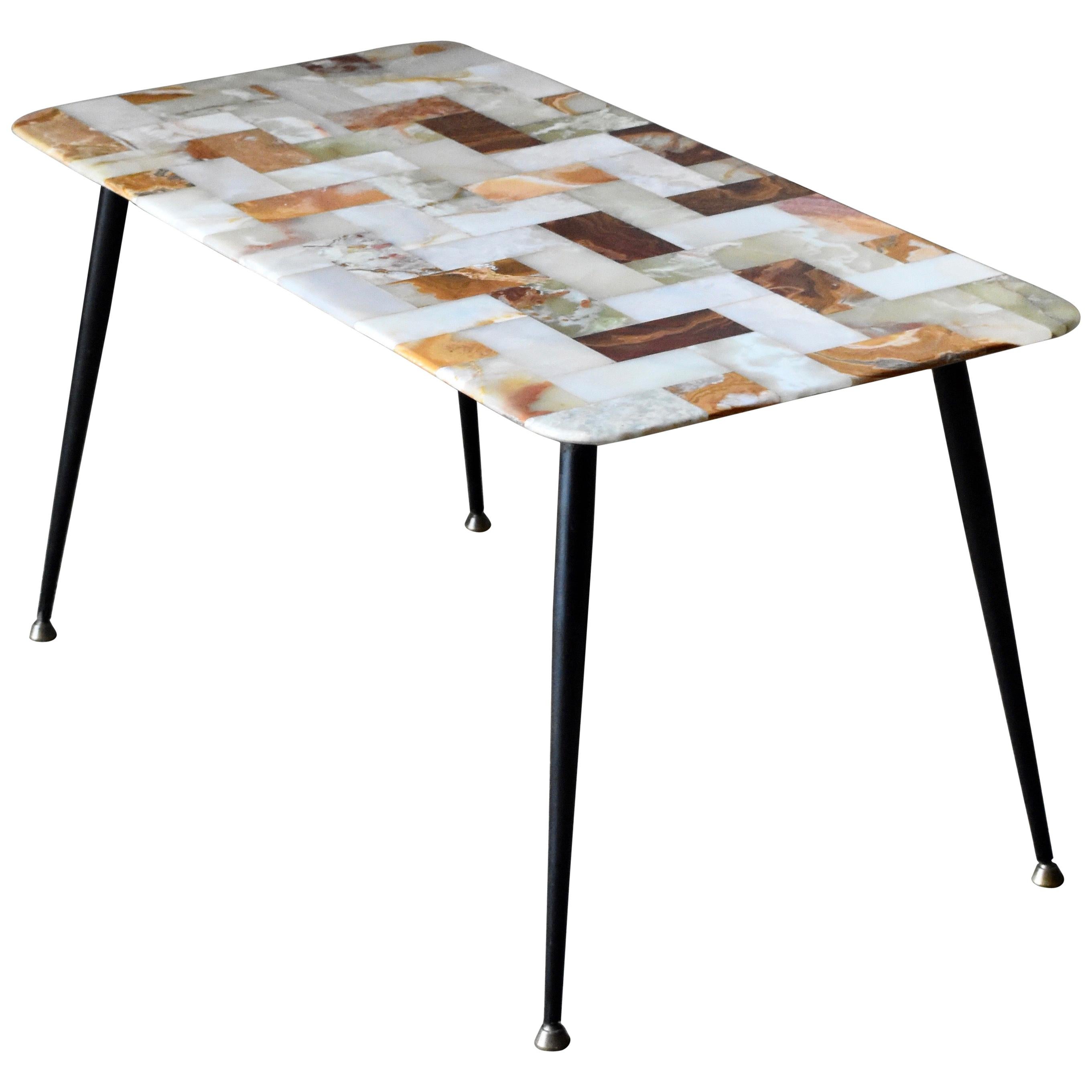 French Onyx Rectangular Coffee Table, 1950s For Sale