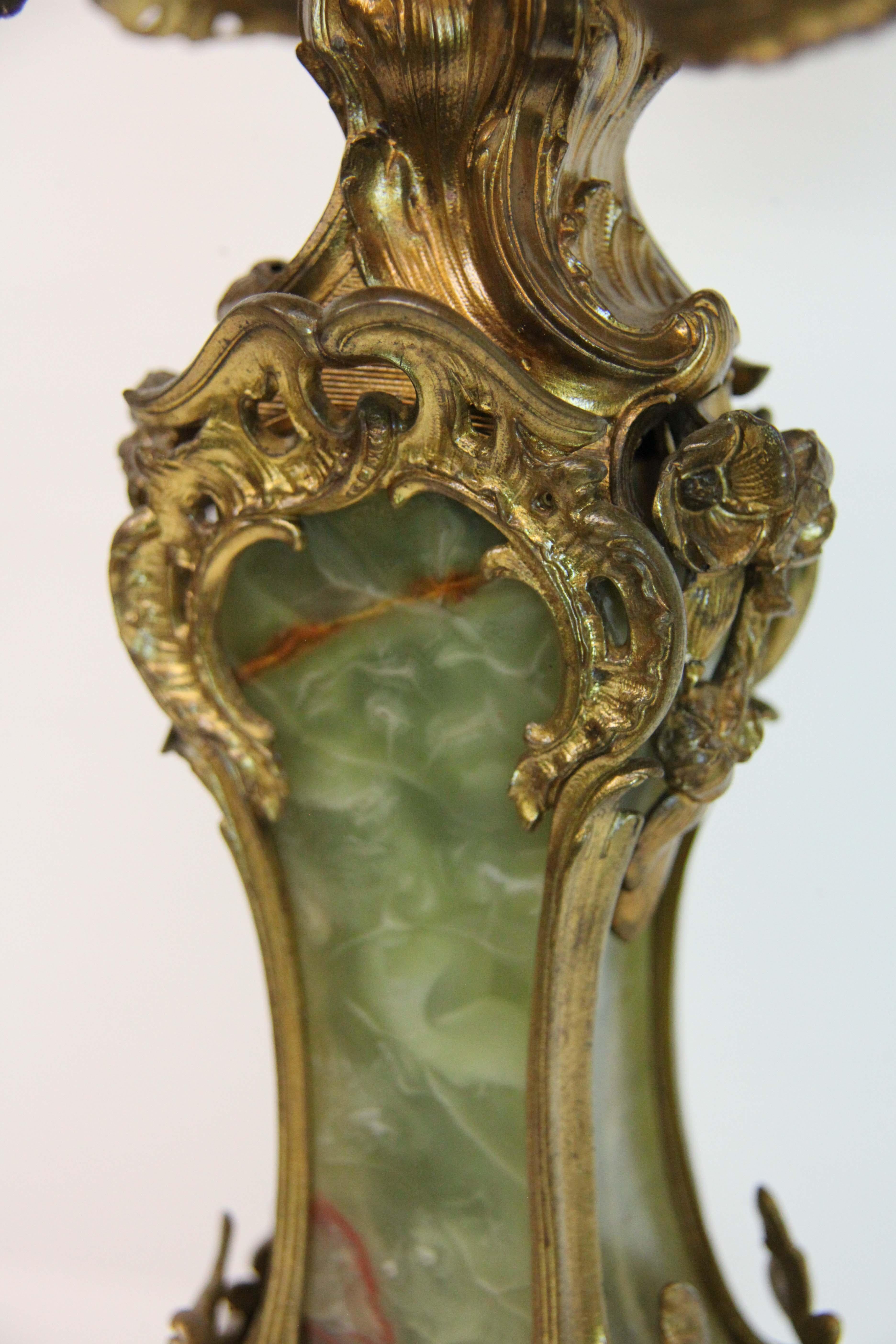 French Onyx Serpentine Clock Set 8