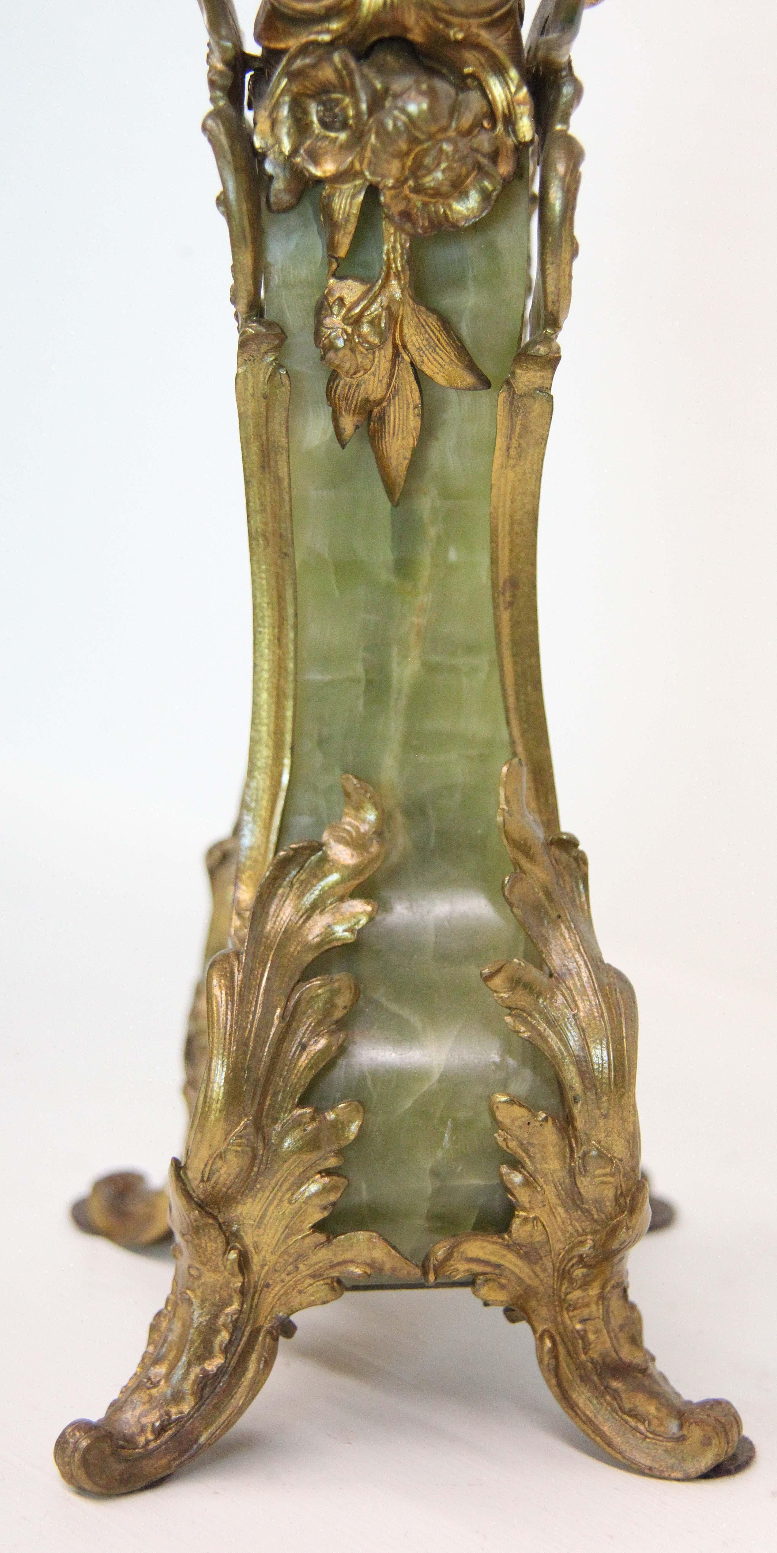 French Onyx Serpentine Clock Set 10