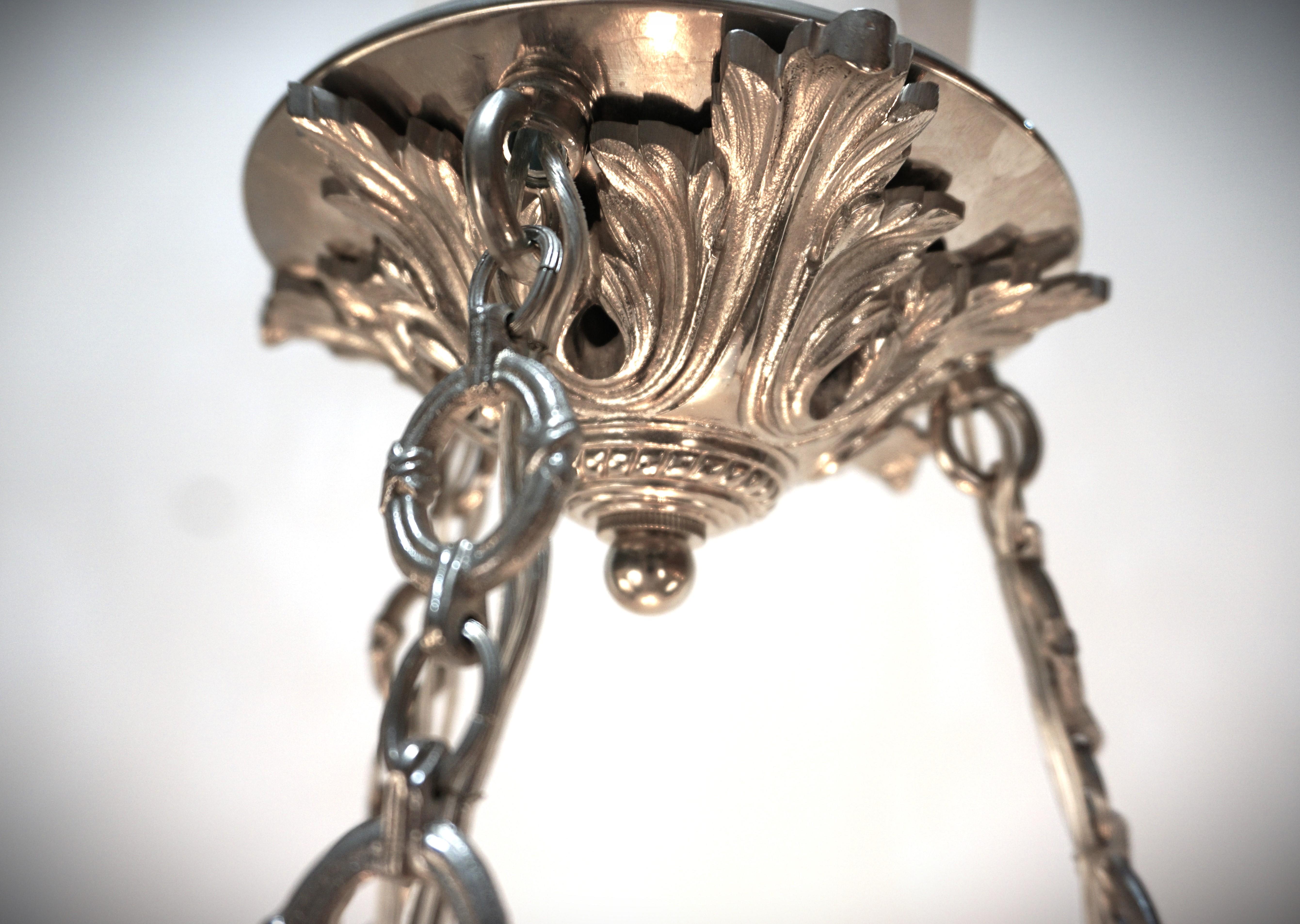 French Opal Glass Flying Brid Design Chandelier by Ezan For Sale 4