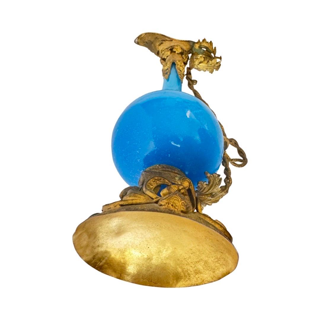 French Opaline Blue Glass Vanity Set with Gilt Bronze, 19th Century For Sale 8