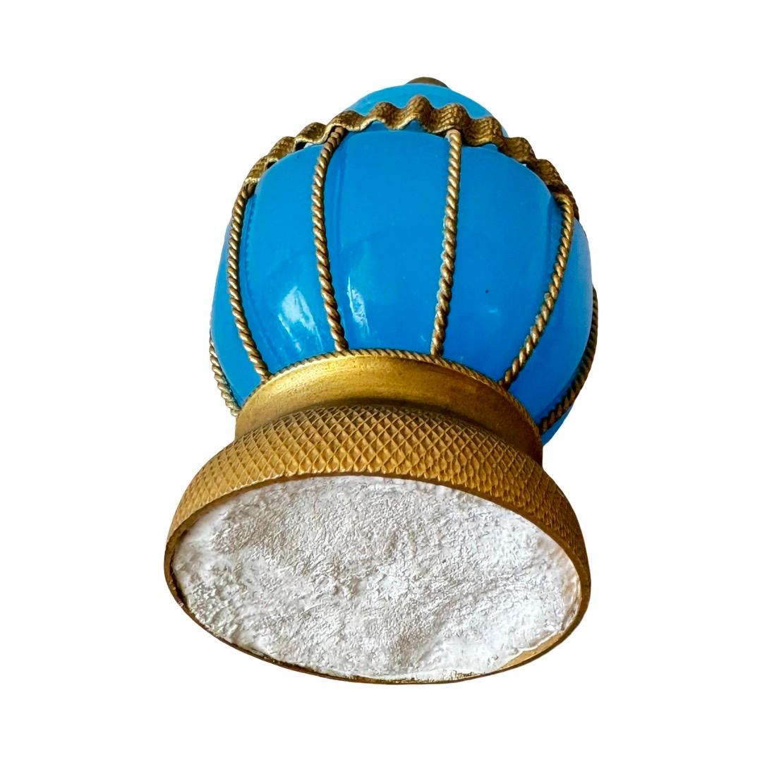 French Opaline Blue Glass Vanity Set with Gilt Bronze, 19th Century For Sale 9