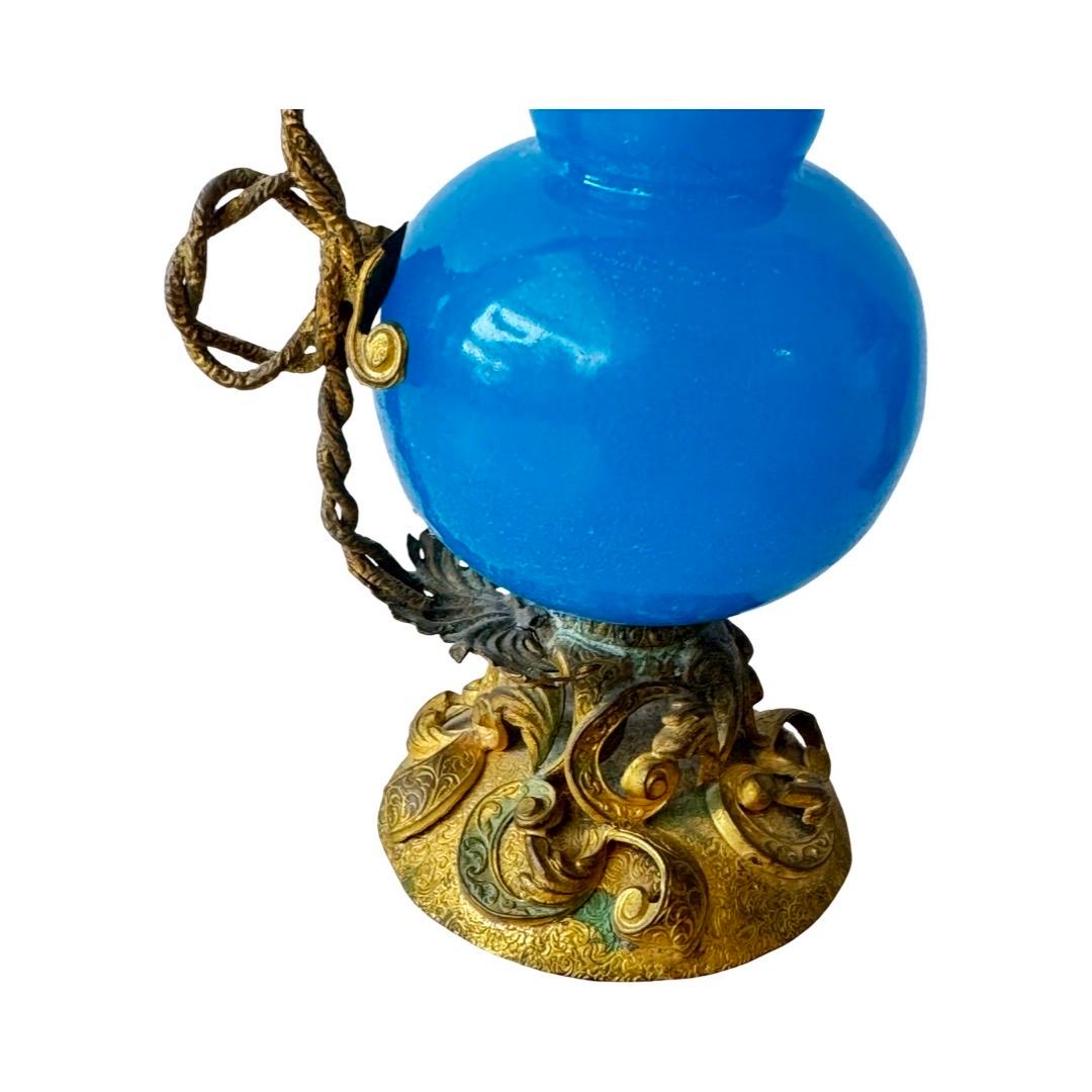 French Opaline Blue Glass Vanity Set with Gilt Bronze, 19th Century For Sale 3