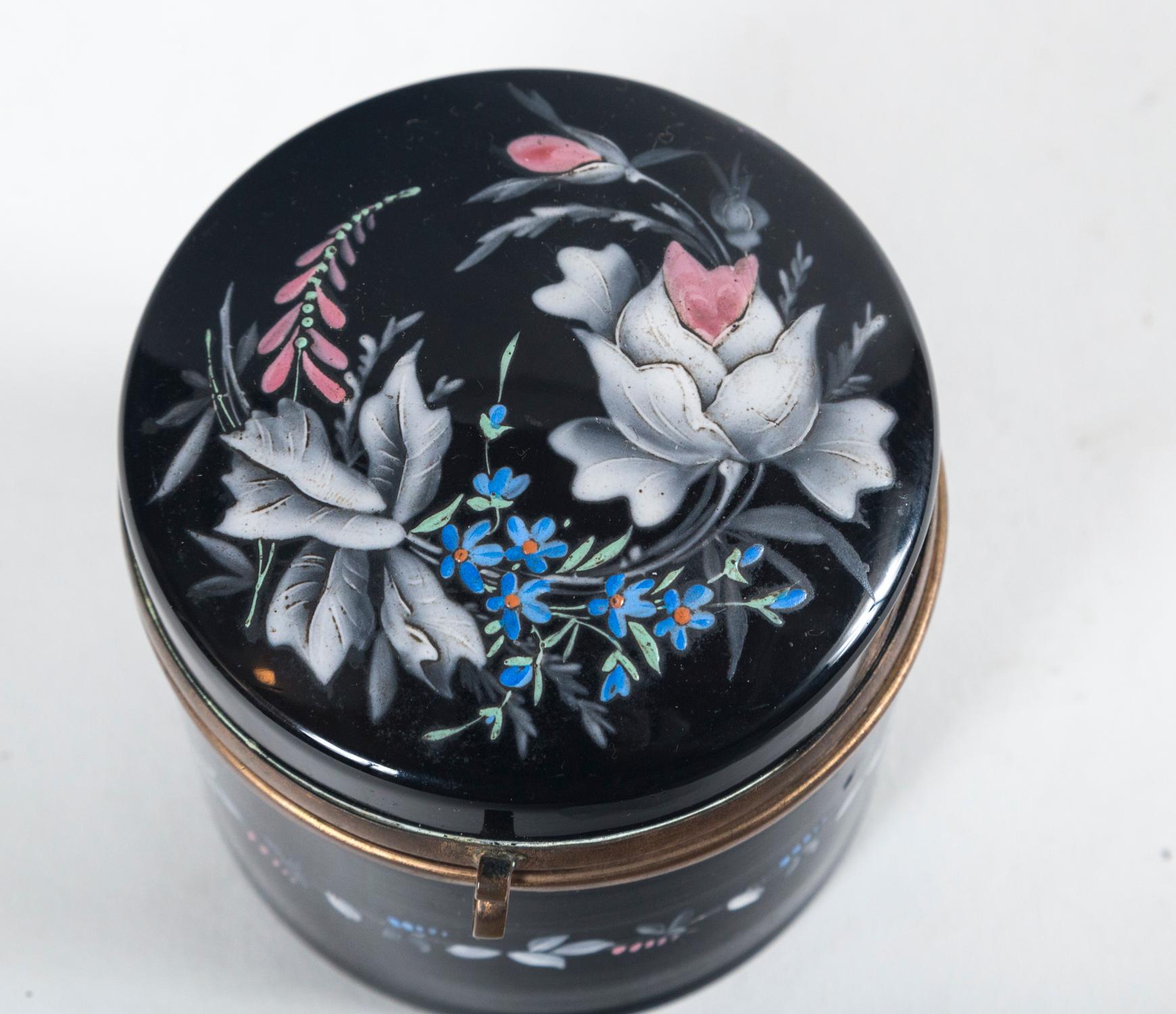 French Opaline Enamelled Glass Vanity Box, Late 19th Century For Sale 1