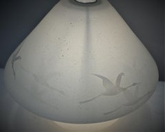 French Opaline Glass Mushroom Lamp