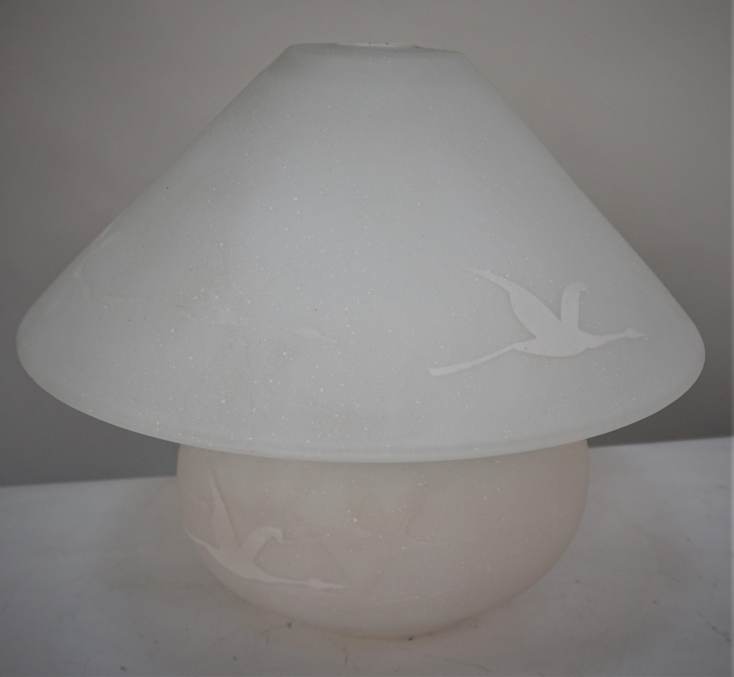 French Opaline Glass Mushroom Lamp 1