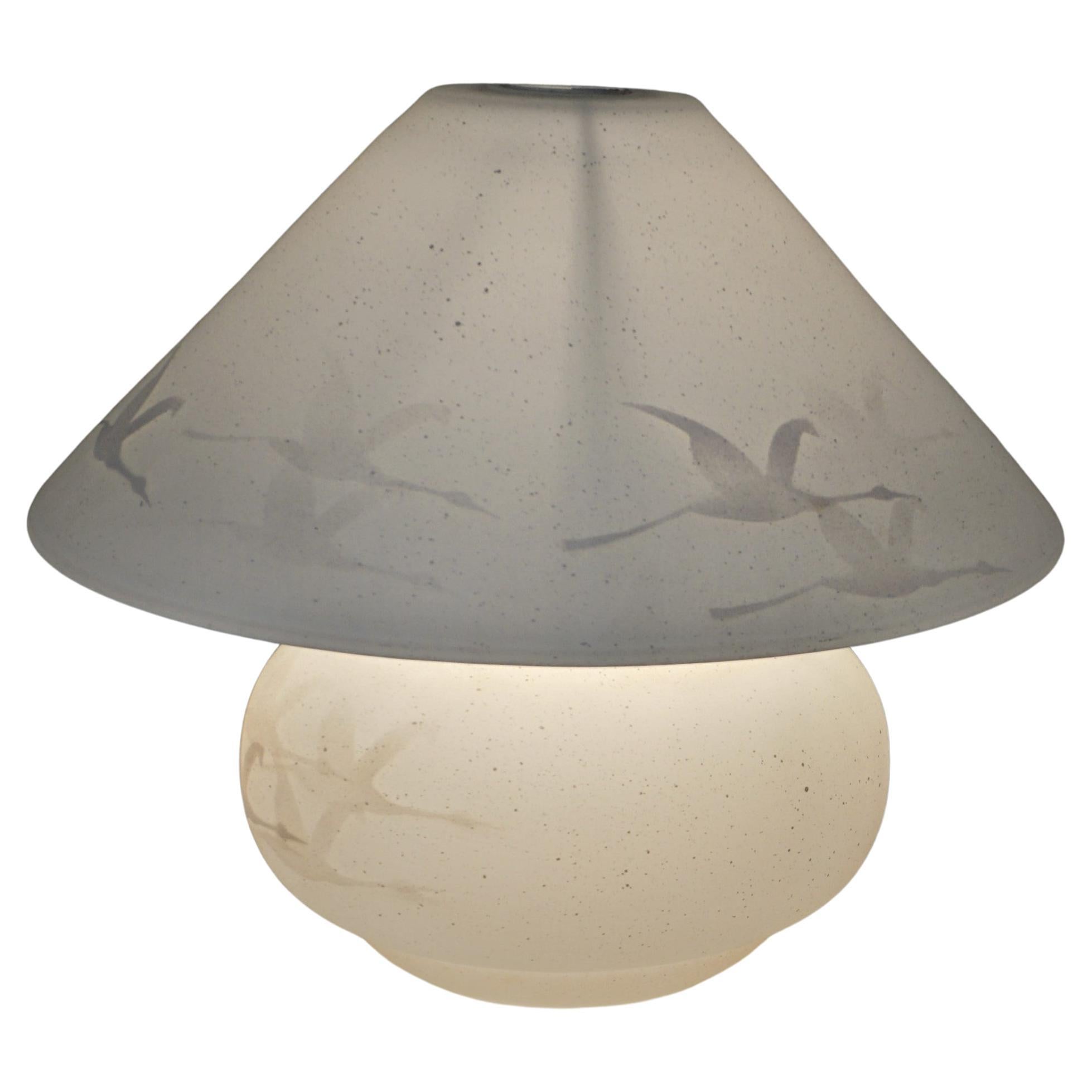 French Opaline Glass Mushroom Lamp