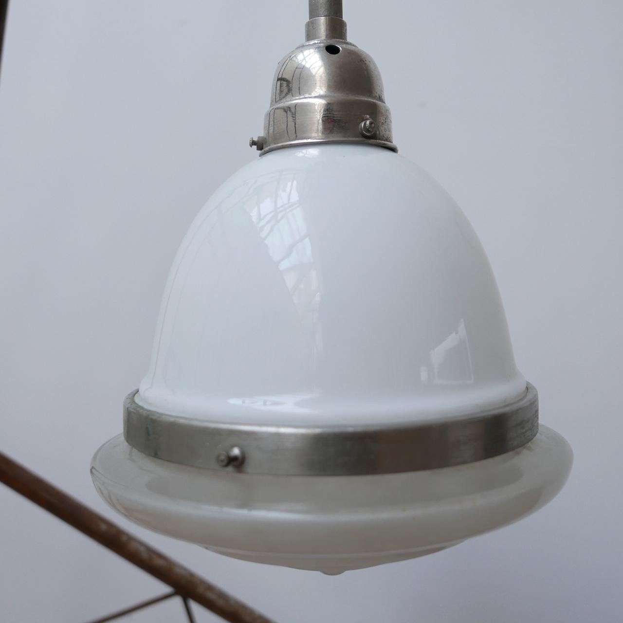 20th Century French Opaline Glass Stepped Pendant Light For Sale