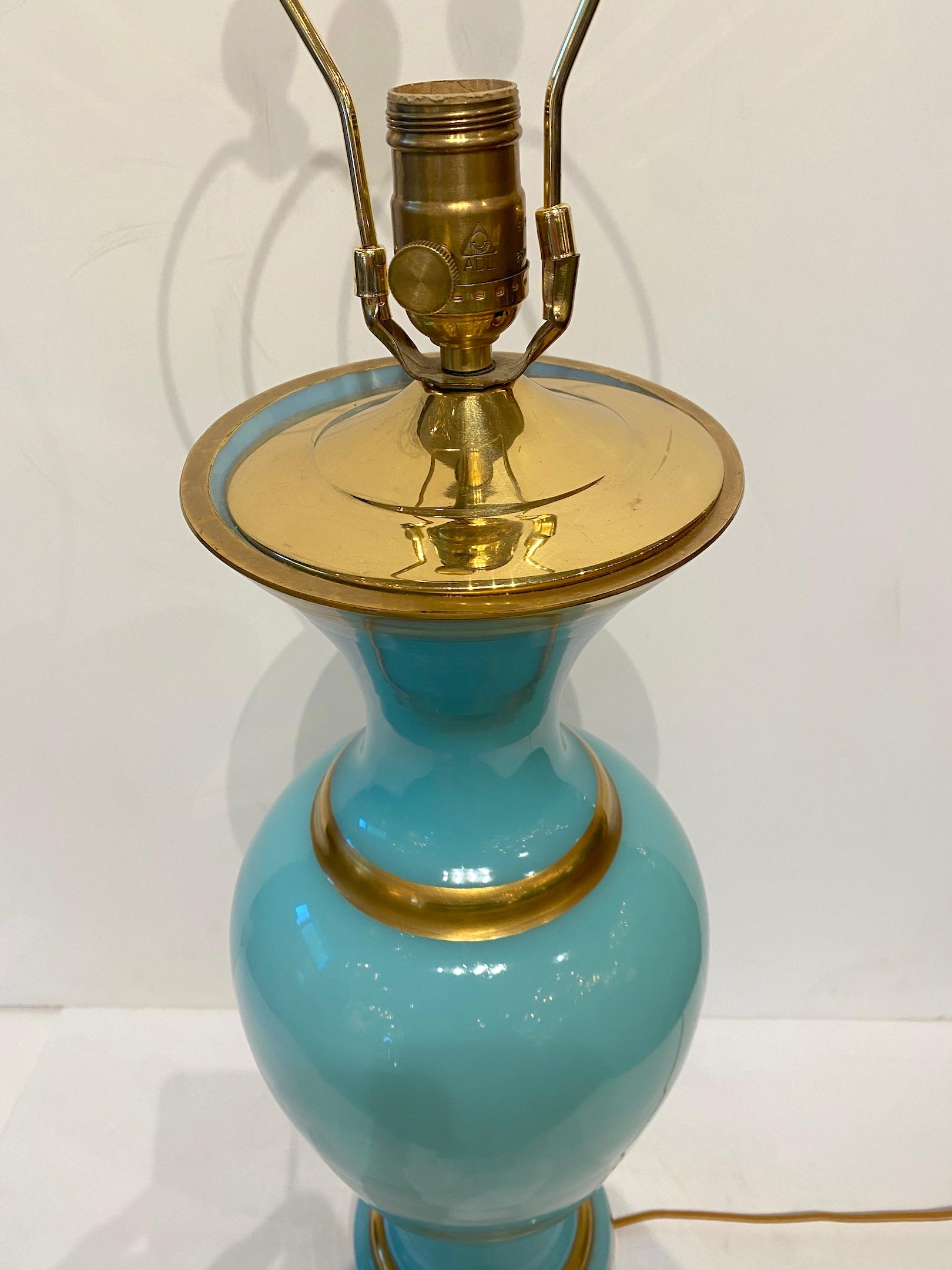 Mid-Century Modern French Opaline Lamp For Sale