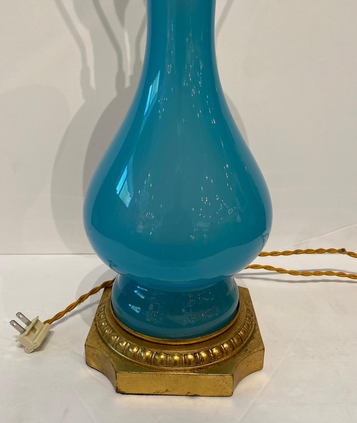 Modern French Opaline Lamp For Sale