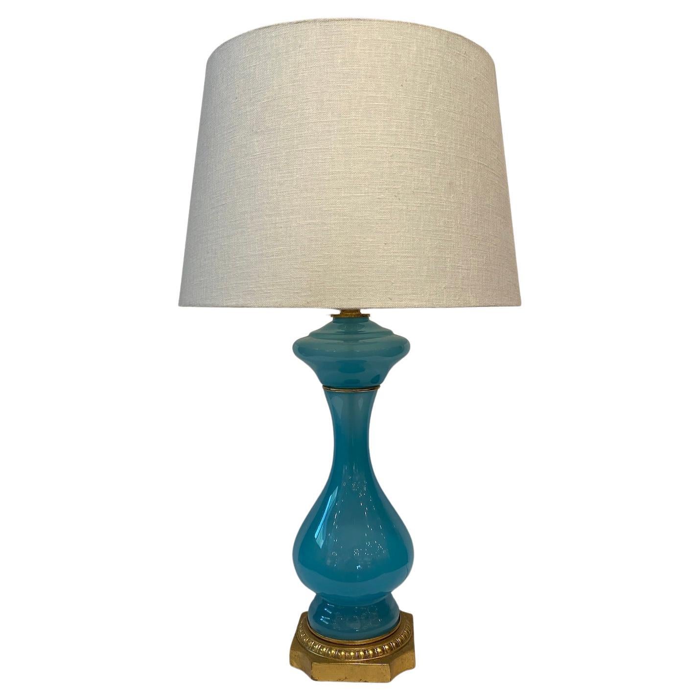French Opaline Lamp For Sale