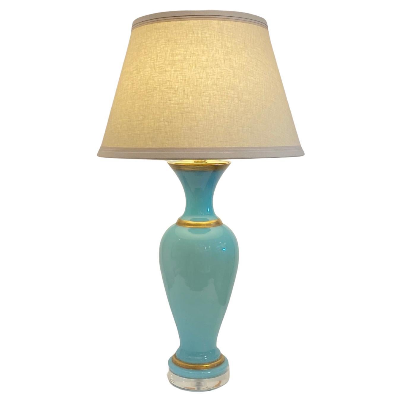French Opaline Lamp For Sale