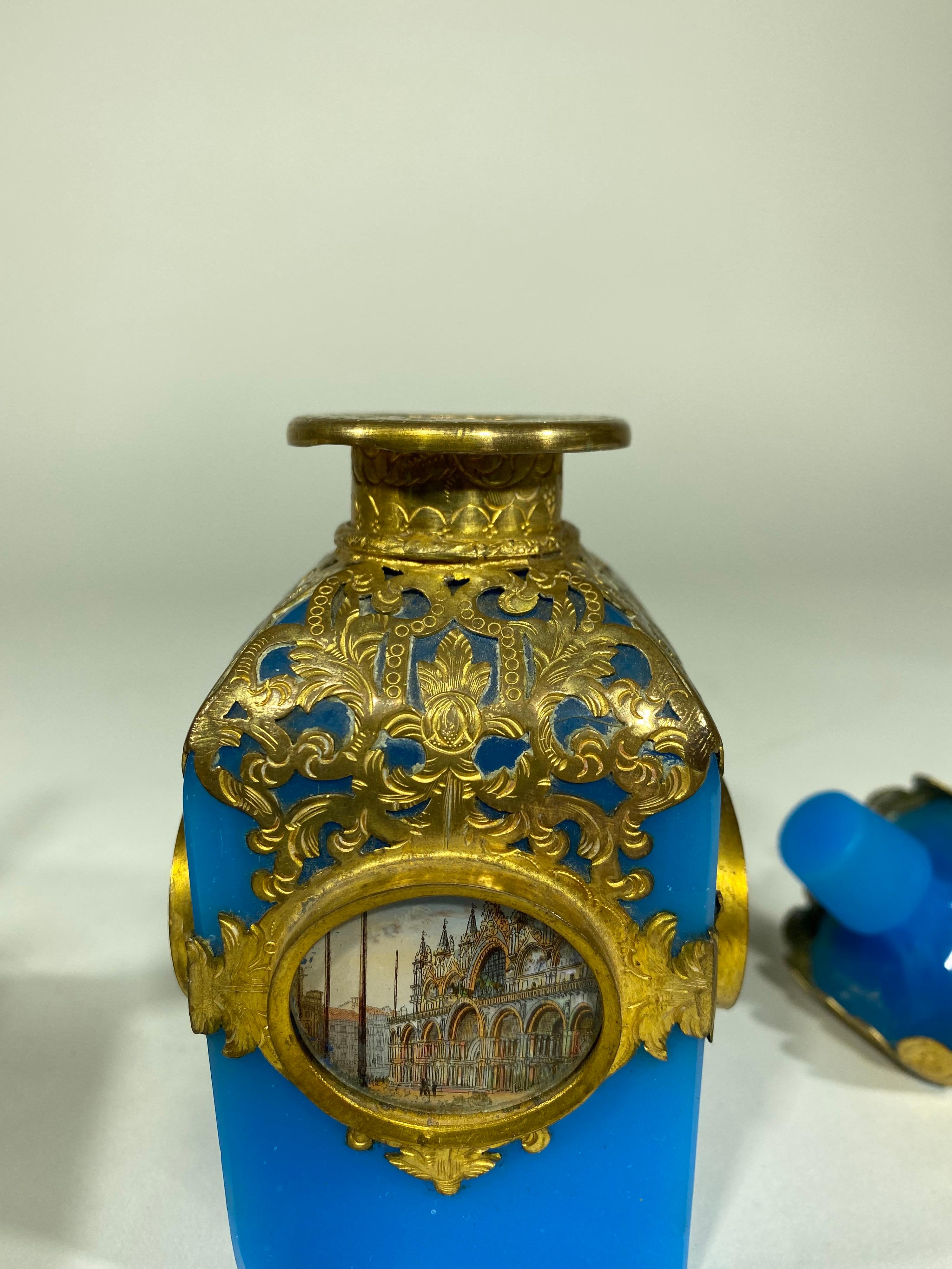 French Opaline Parfume with Gilt Mounts For Sale 4