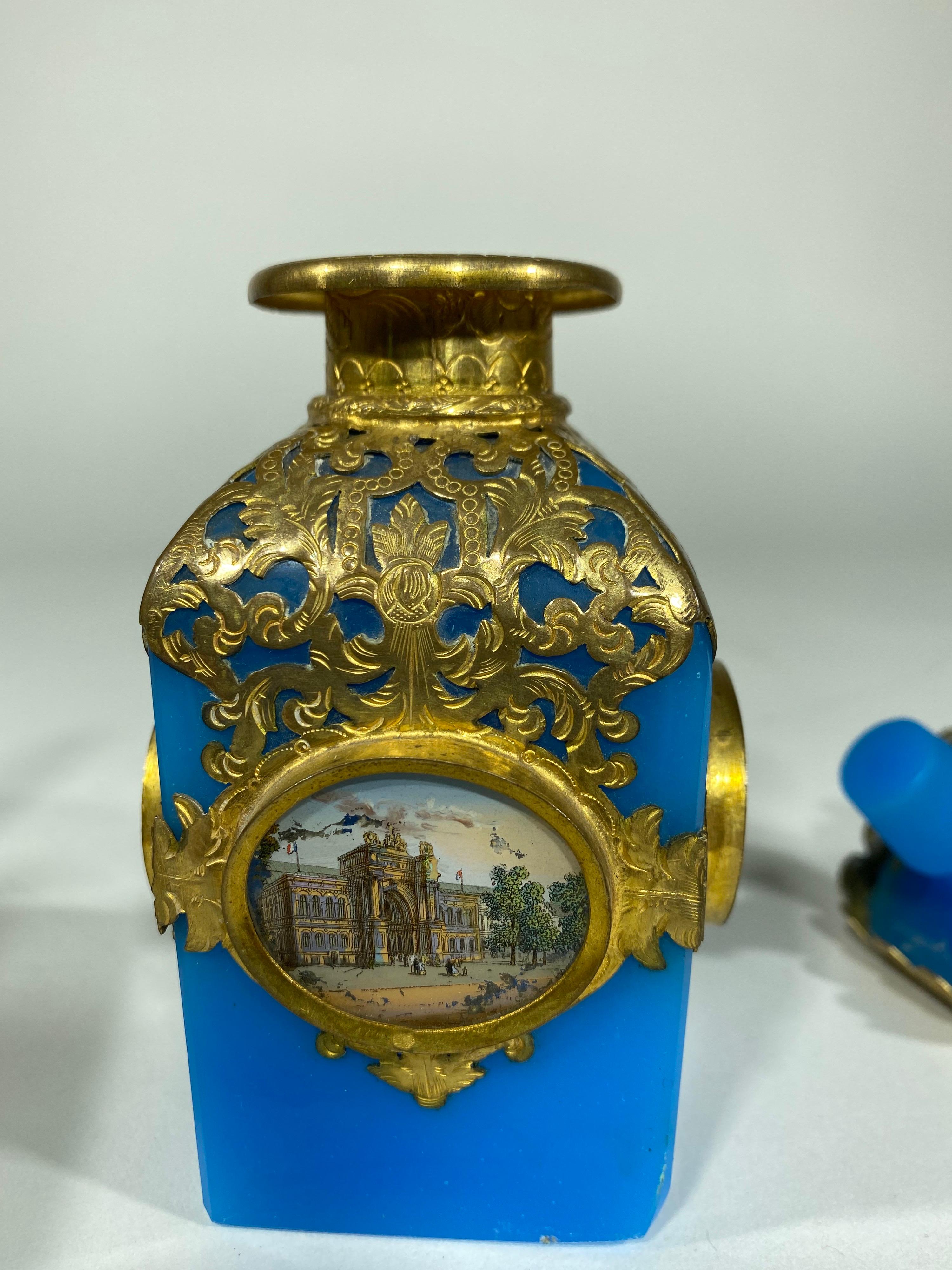 French Opaline Parfume with Gilt Mounts For Sale 5
