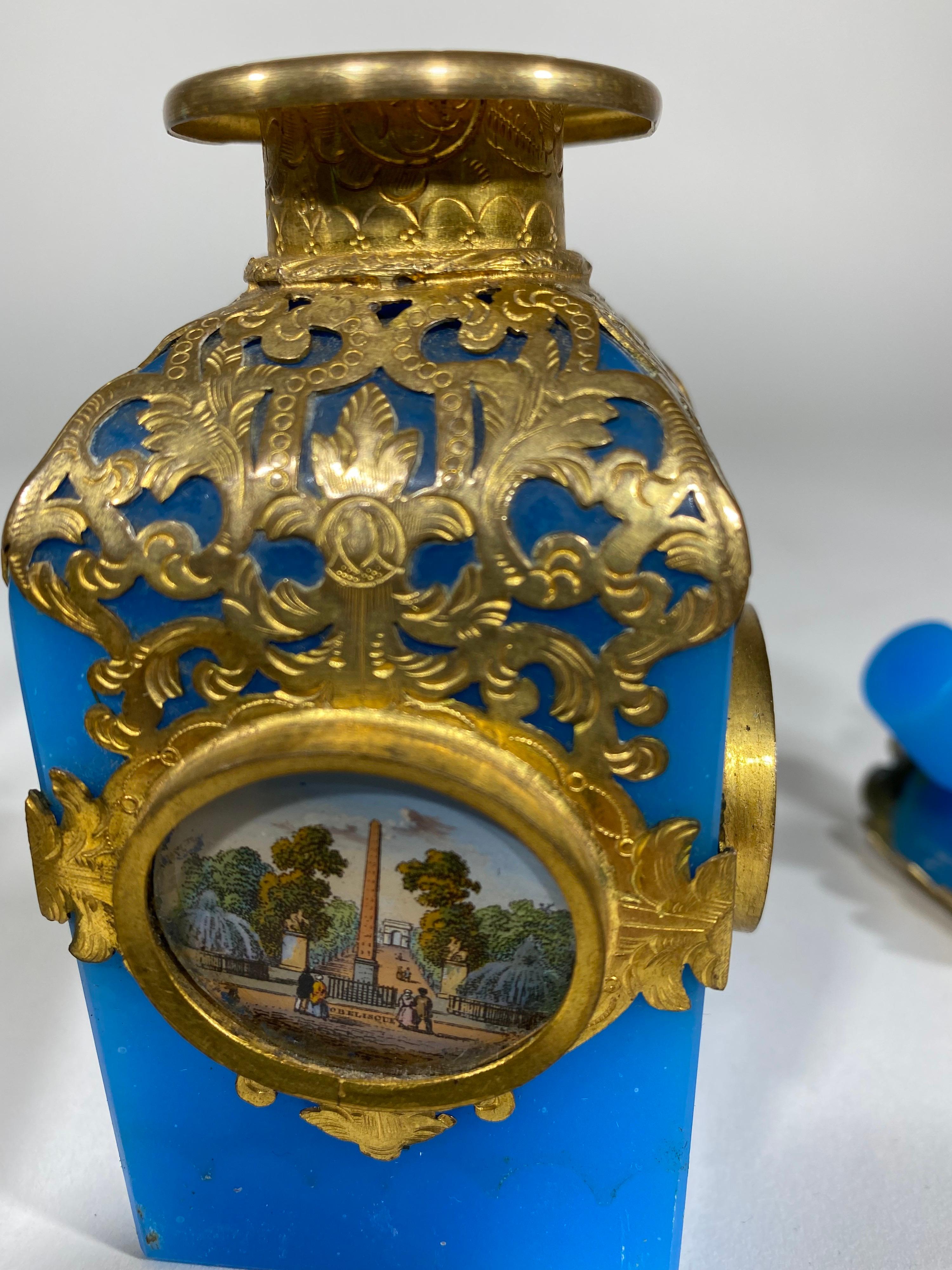 French Opaline Parfume with Gilt Mounts For Sale 7