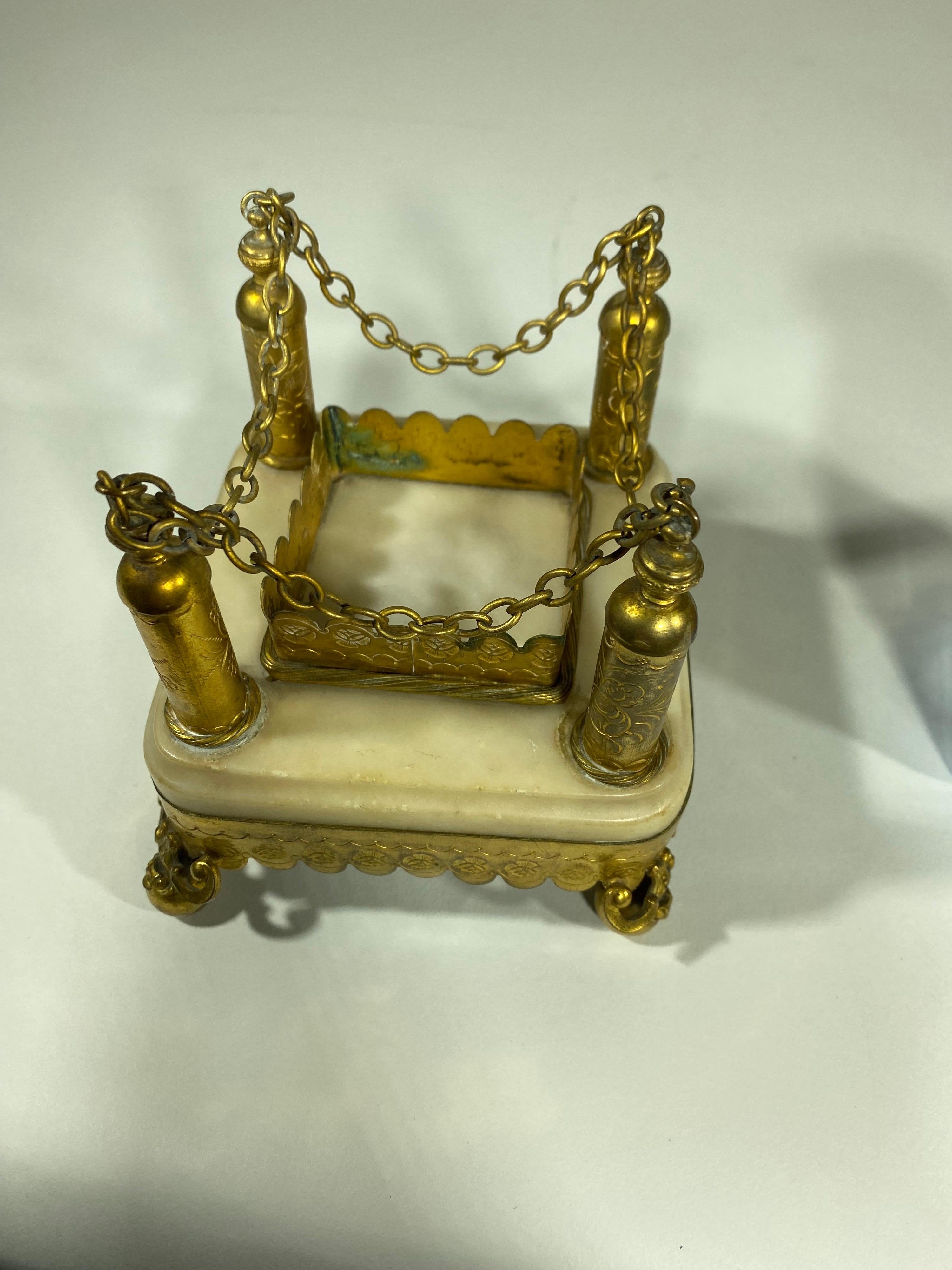 French Opaline Parfume with Gilt Mounts For Sale 3