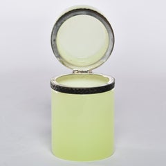 French Opaline Uranium Glass Cylindrical Hinged Box