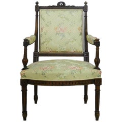 French Open Armchair 19th Century Louis Provincial Walnut Fauteuil