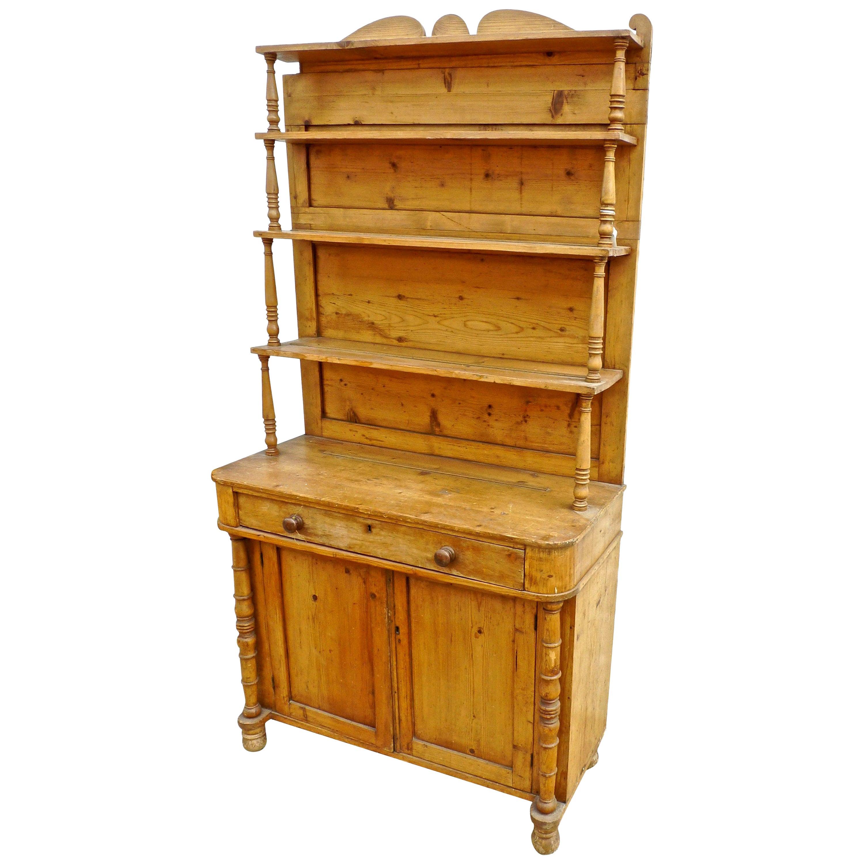 French Open Faced Country Dresser with 3 Shelves, 2 Doors and One-Drawer