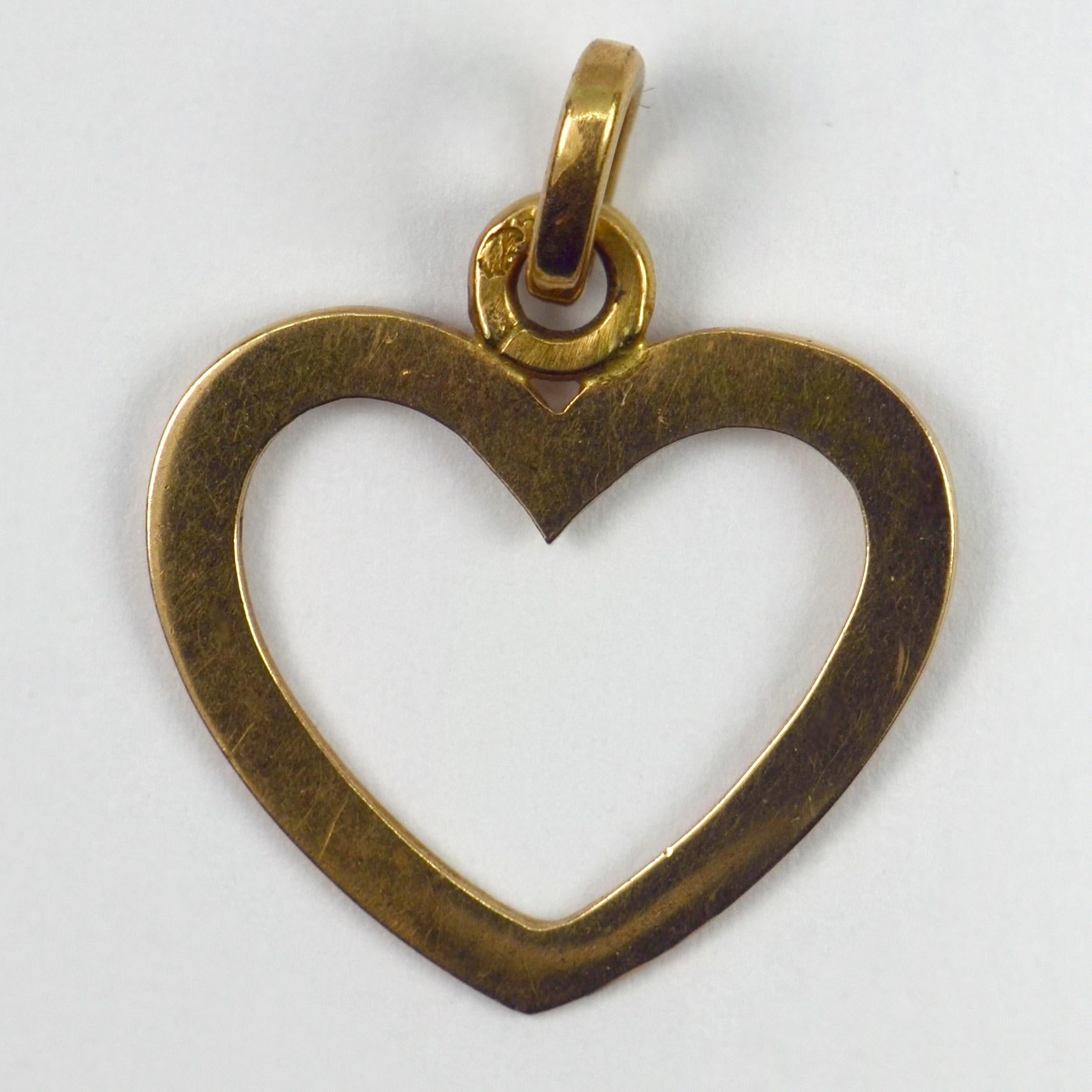 French Open Heart 18 Karat Yellow Gold Charm Pendant 1