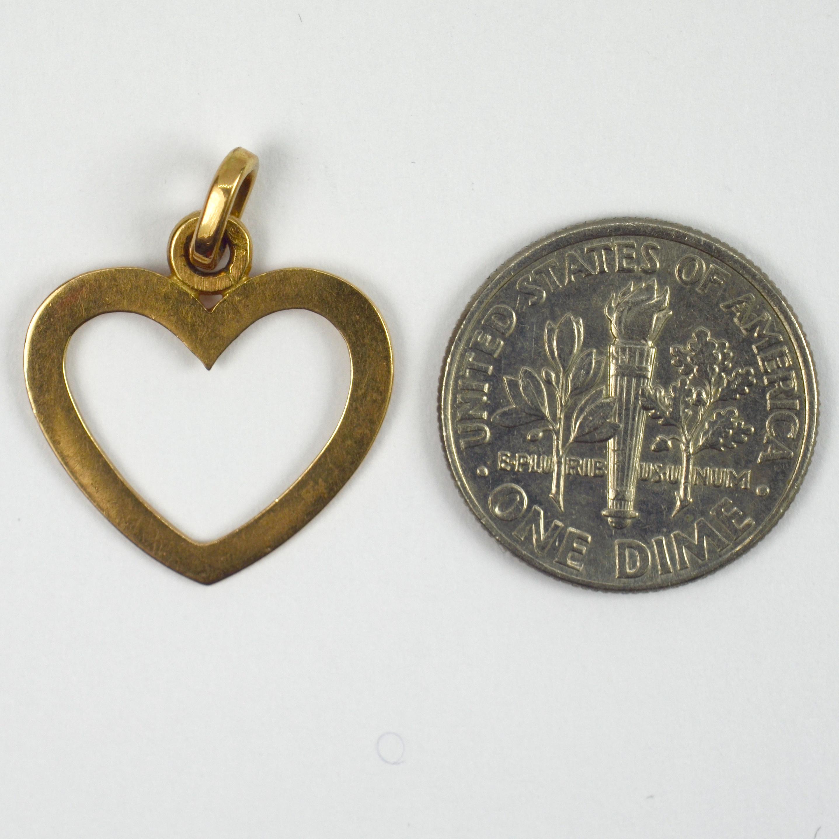 French Open Heart 18 Karat Yellow Gold Charm Pendant 2