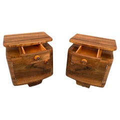 French Open Shelved Bowfront Art Deco Nightstands