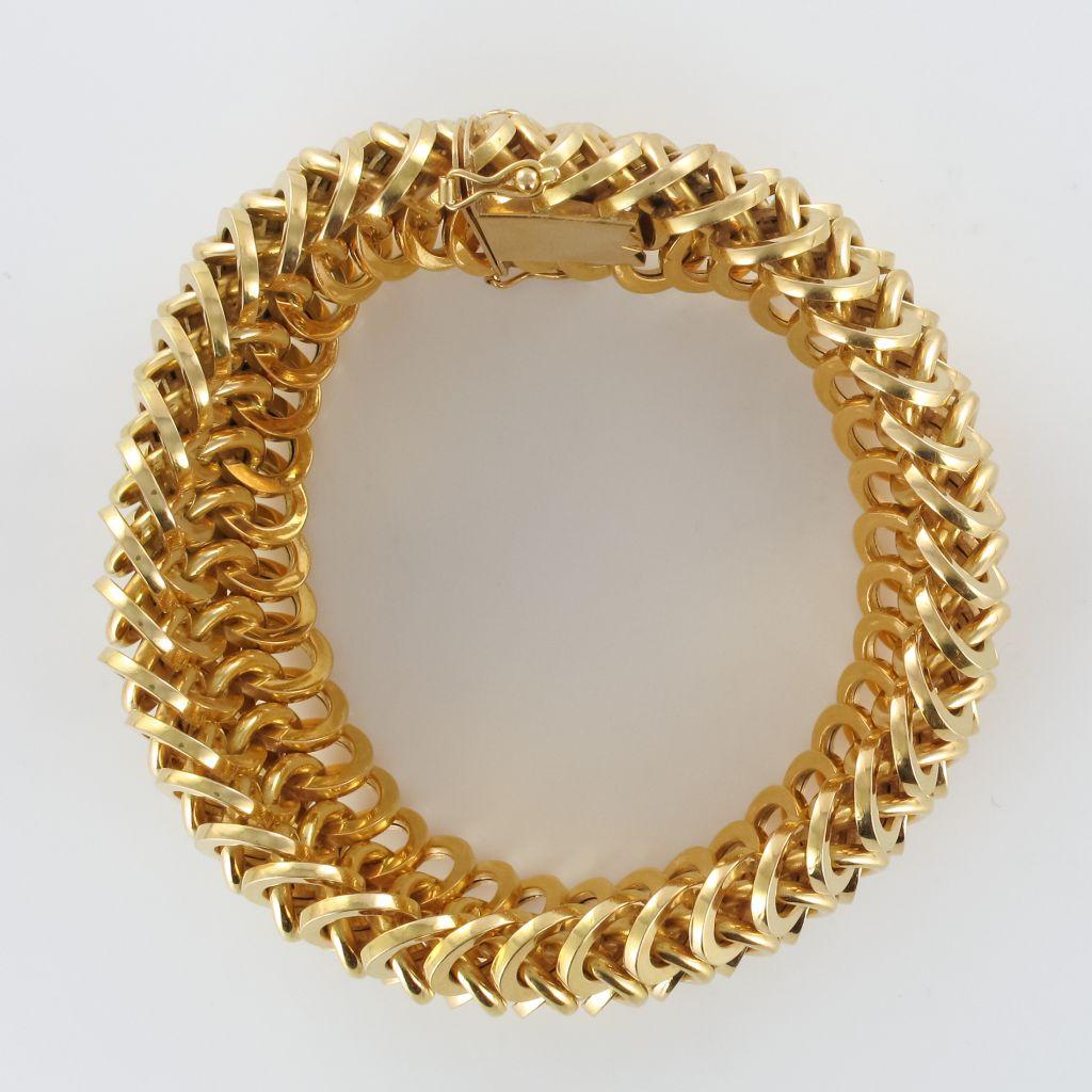 French Openwork Round Mesh Gold Bracelet 6