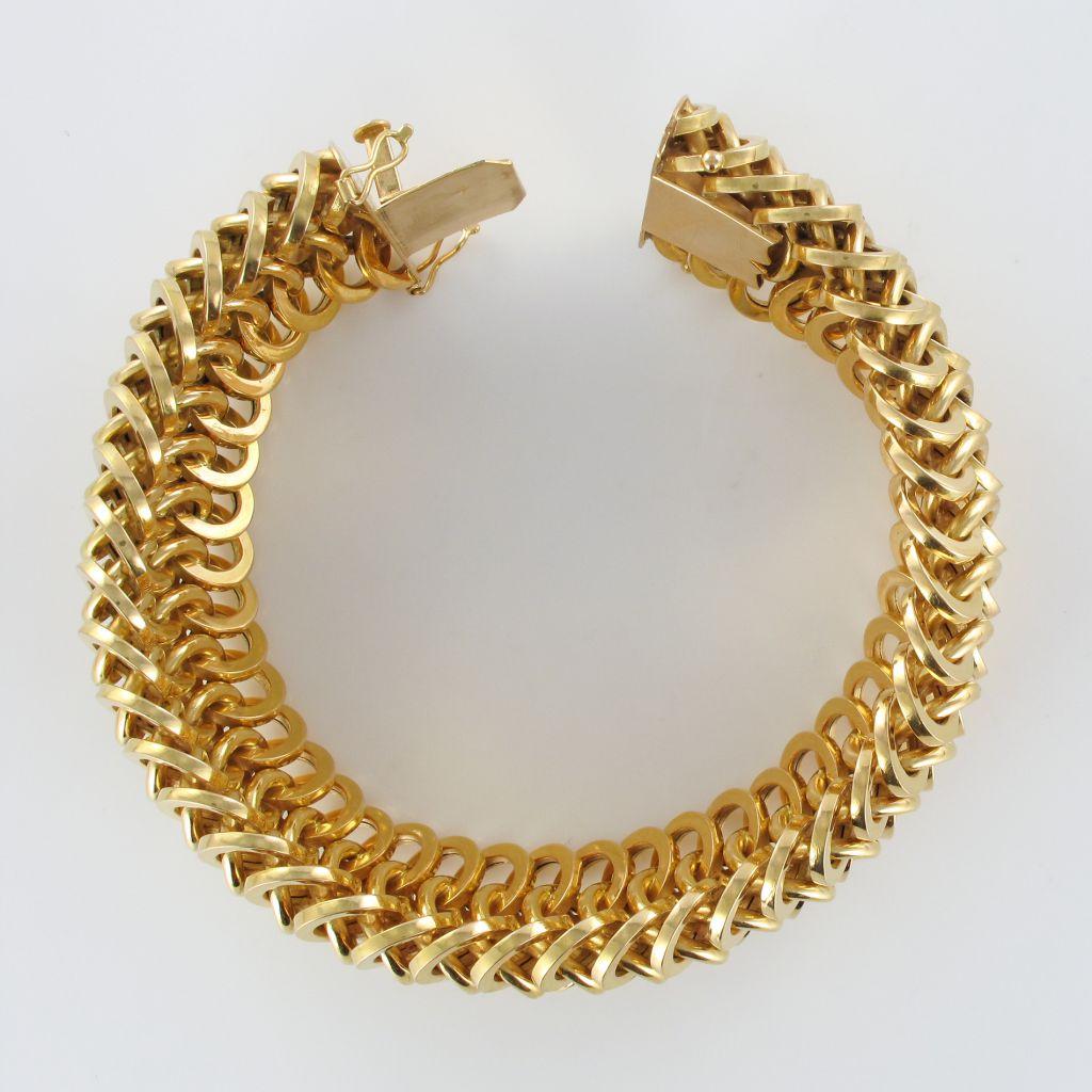 French Openwork Round Mesh Gold Bracelet 7