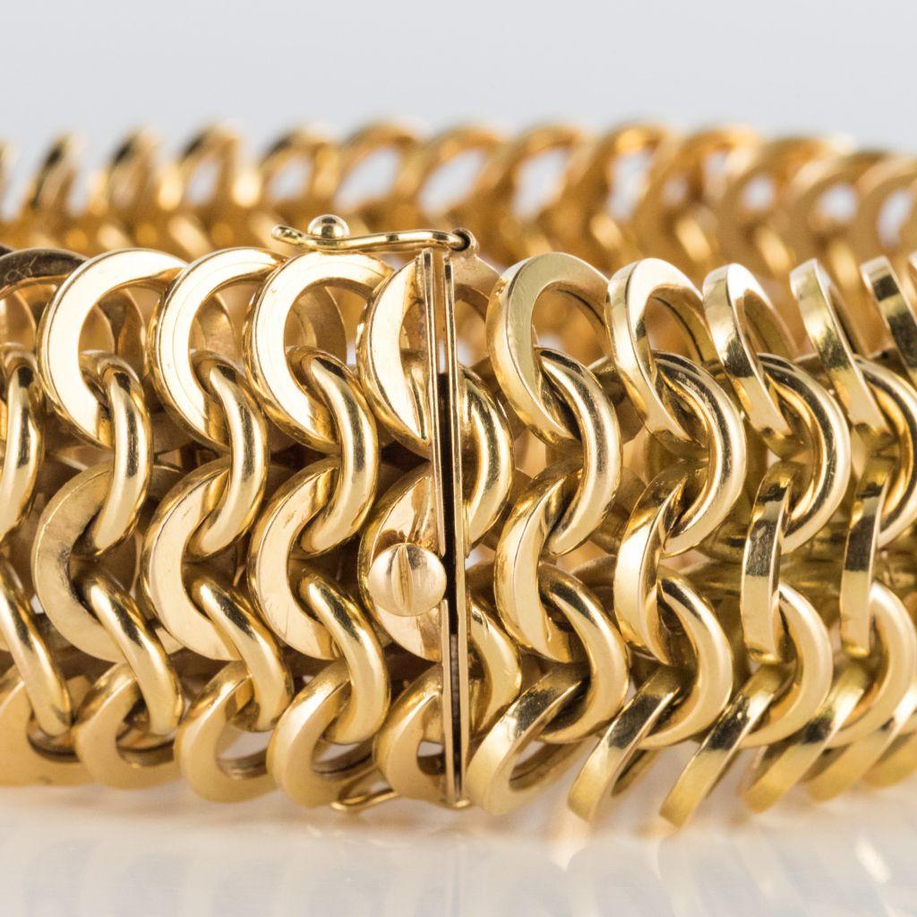 French Openwork Round Mesh Gold Bracelet 11