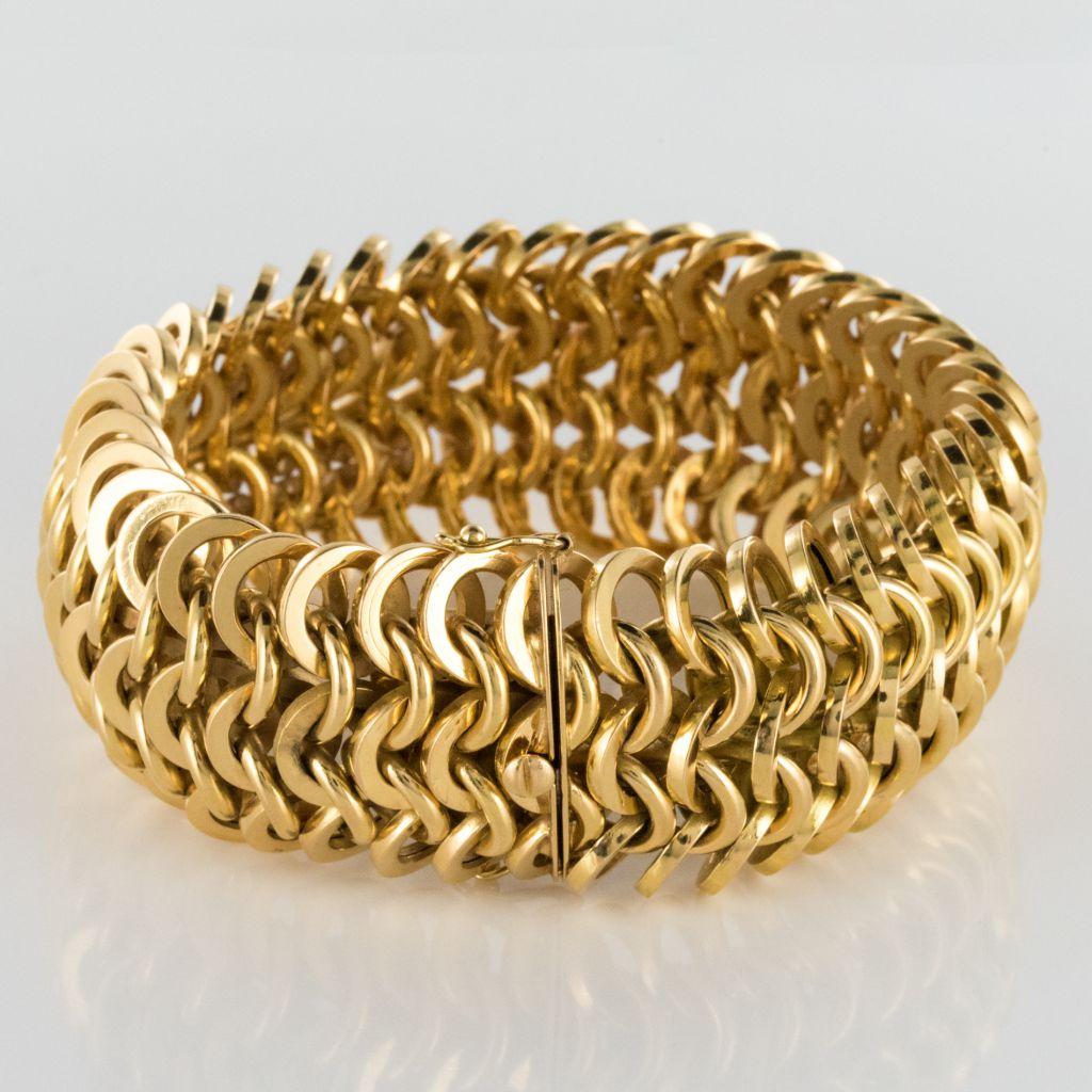 French Openwork Round Mesh Gold Bracelet 12