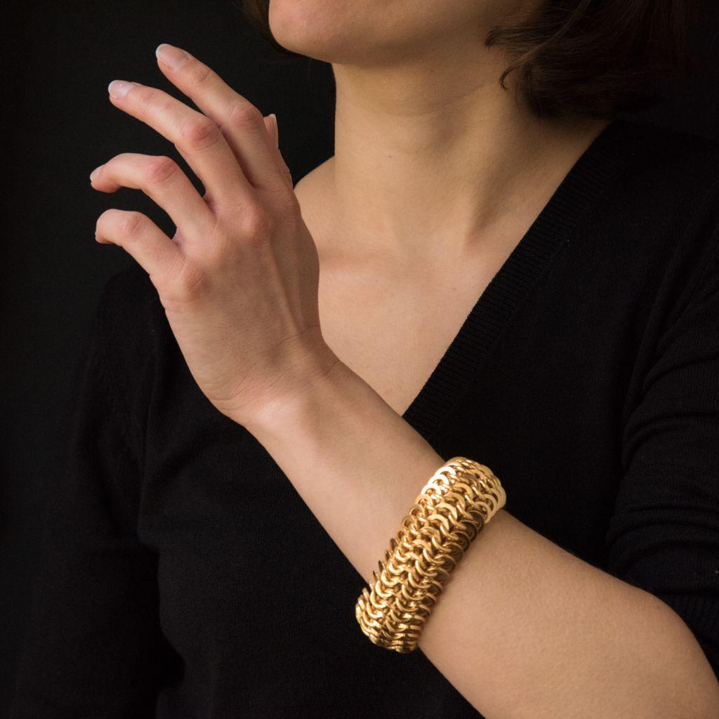 Women's French Openwork Round Mesh Gold Bracelet