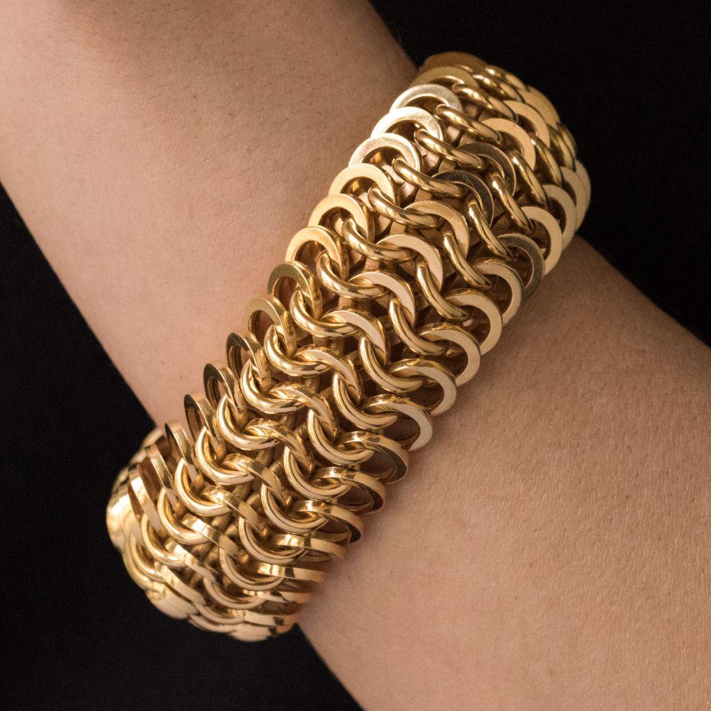 French Openwork Round Mesh Gold Bracelet 2