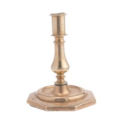 French or English cast bell metal candlestick, 1680-1720