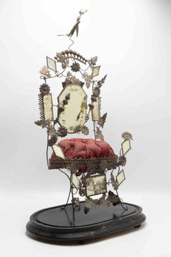 French or Italian Devotional “ex-voto” or Bridal Crown Display, 19th Century