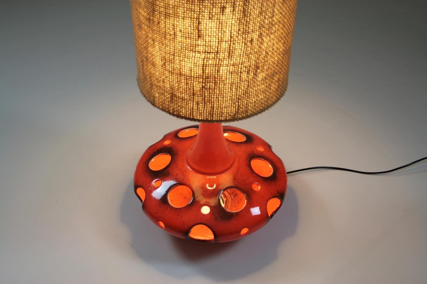 French Orange Ceramic Table Lamp, 1970s For Sale 3