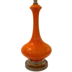 French Orange Glass Table Lamp