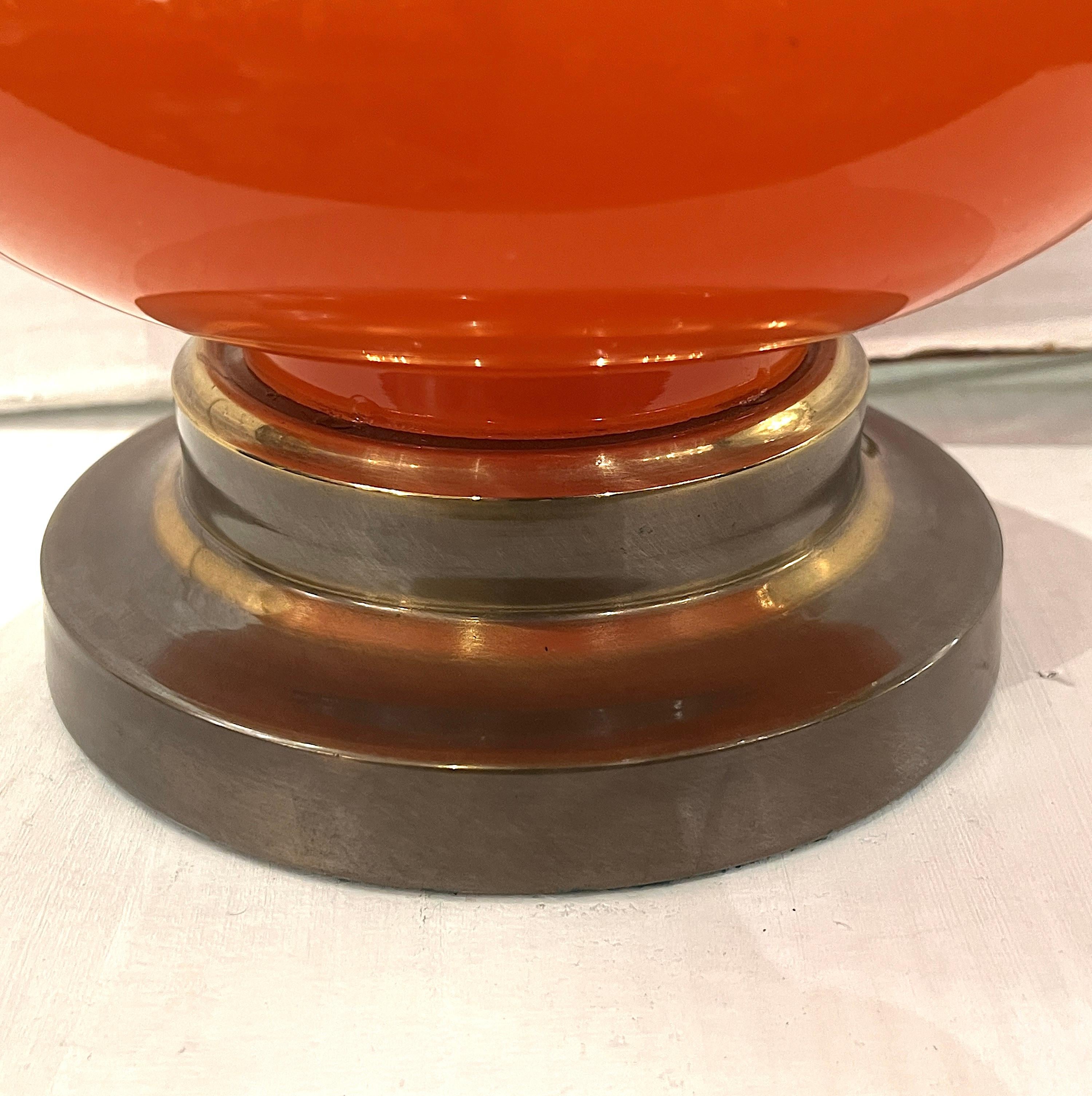 Mid-20th Century French Orange Glass Table Lamp For Sale