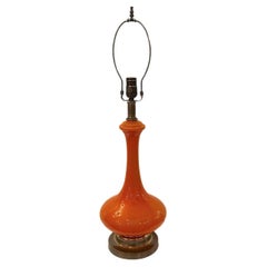 Used French Orange Glass Table Lamp