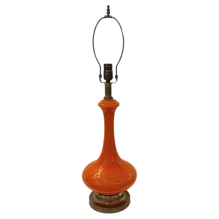 French Orange Glass Table Lamp For Sale at 1stDibs