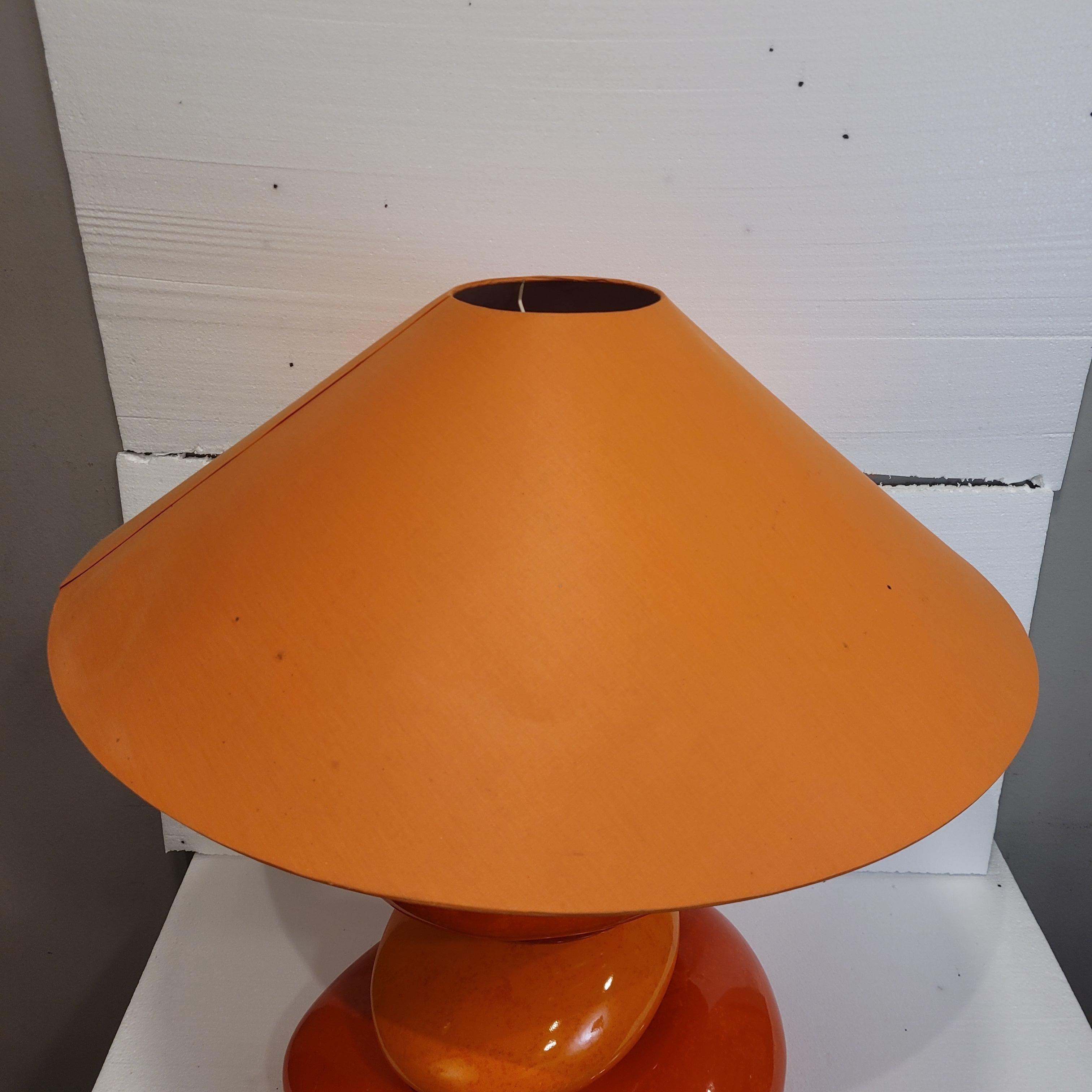 Lampada da tavolo francese arancione, pietre in ceramica smaltata, dopo Chatain in vendita 4