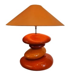 1980s Glazed Ceramic Table Lamp Attributed to François Châtain
