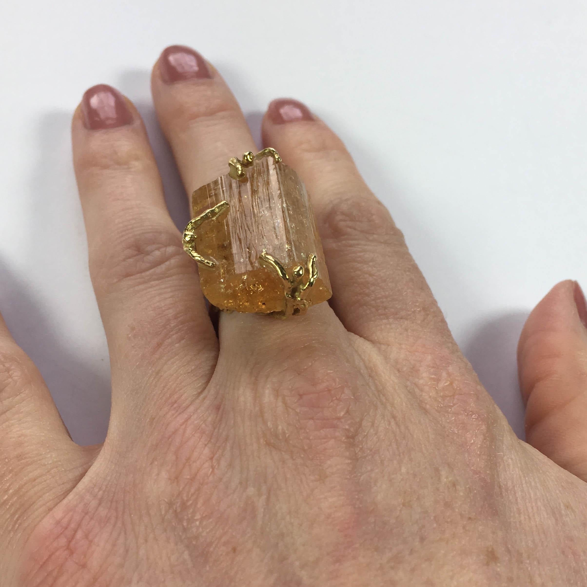 French Orange Topaz Crystal Gold Erotic Ring 4