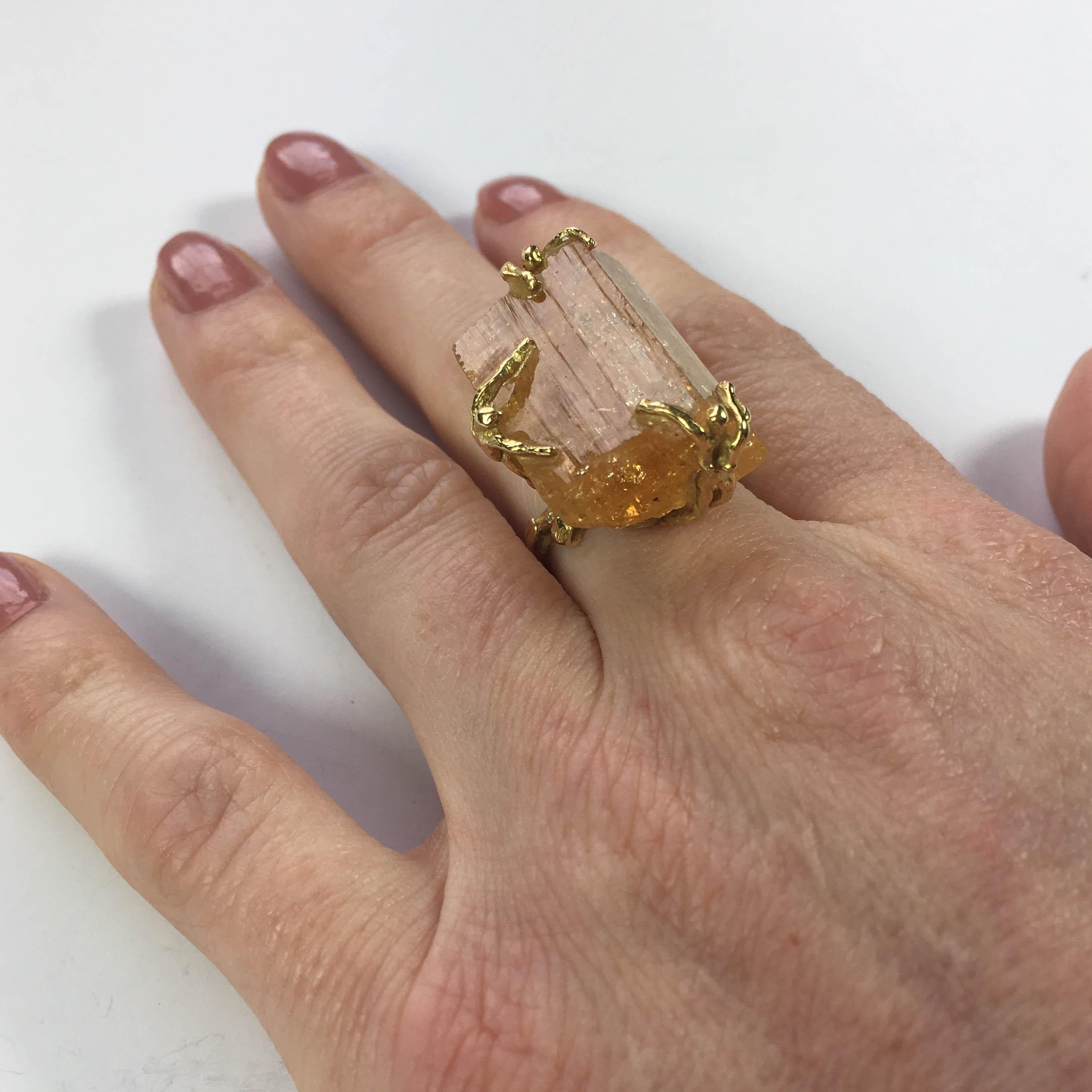 French Orange Topaz Crystal Gold Erotic Ring 5