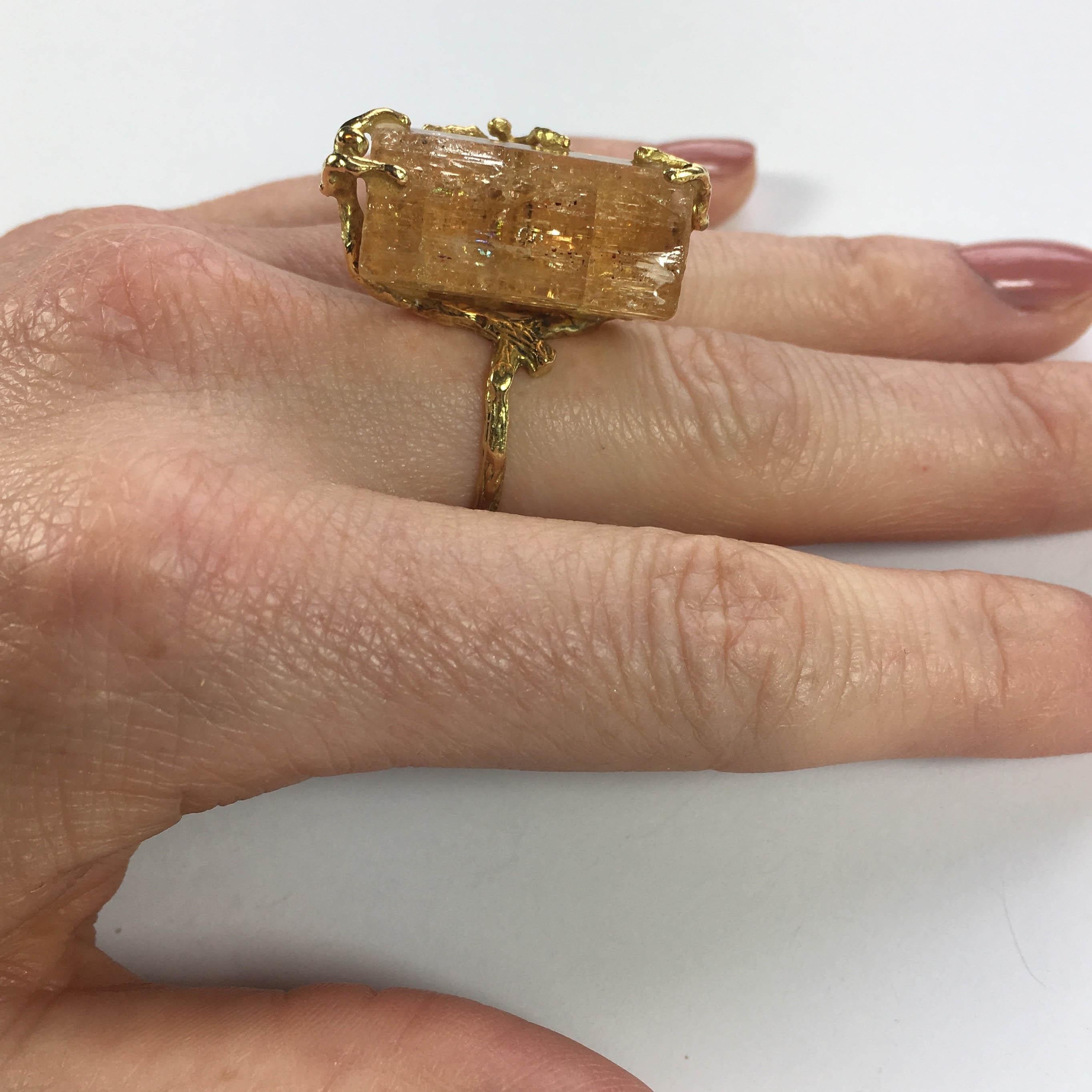 French Orange Topaz Crystal Gold Erotic Ring 7