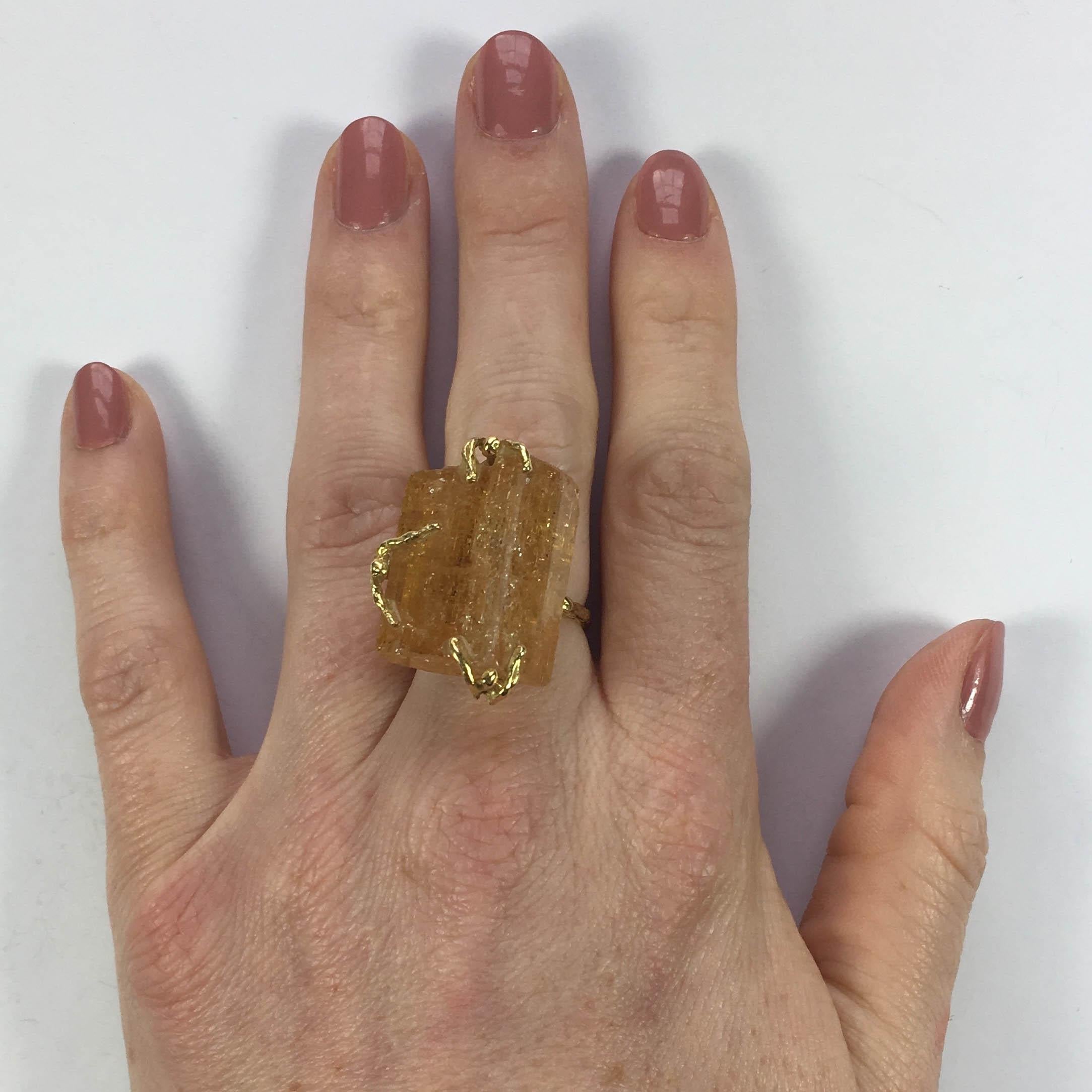 French Orange Topaz Crystal Gold Erotic Ring 2