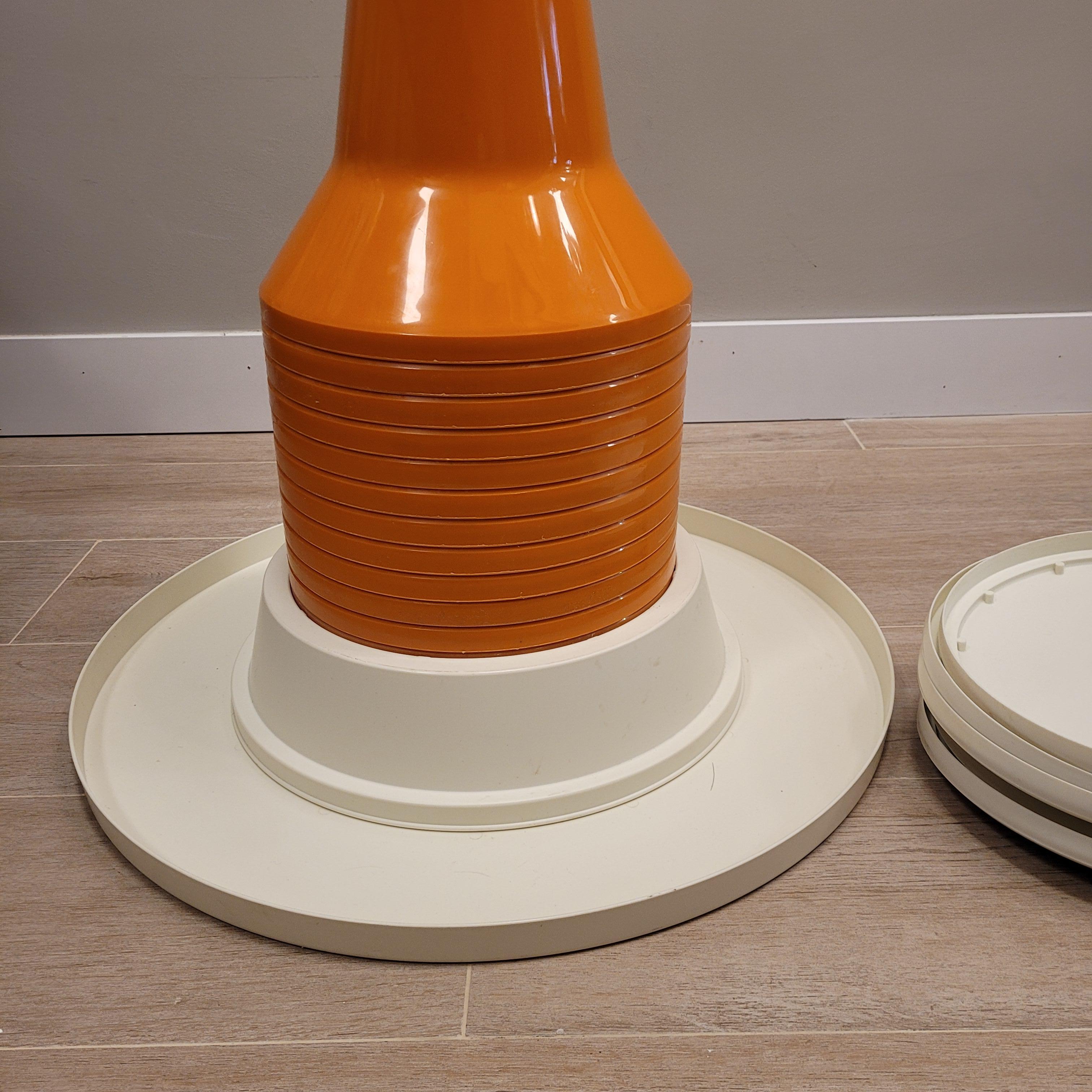 French  Orange white after  Henry Massonet Table and 6 stools set 60s For Sale 4