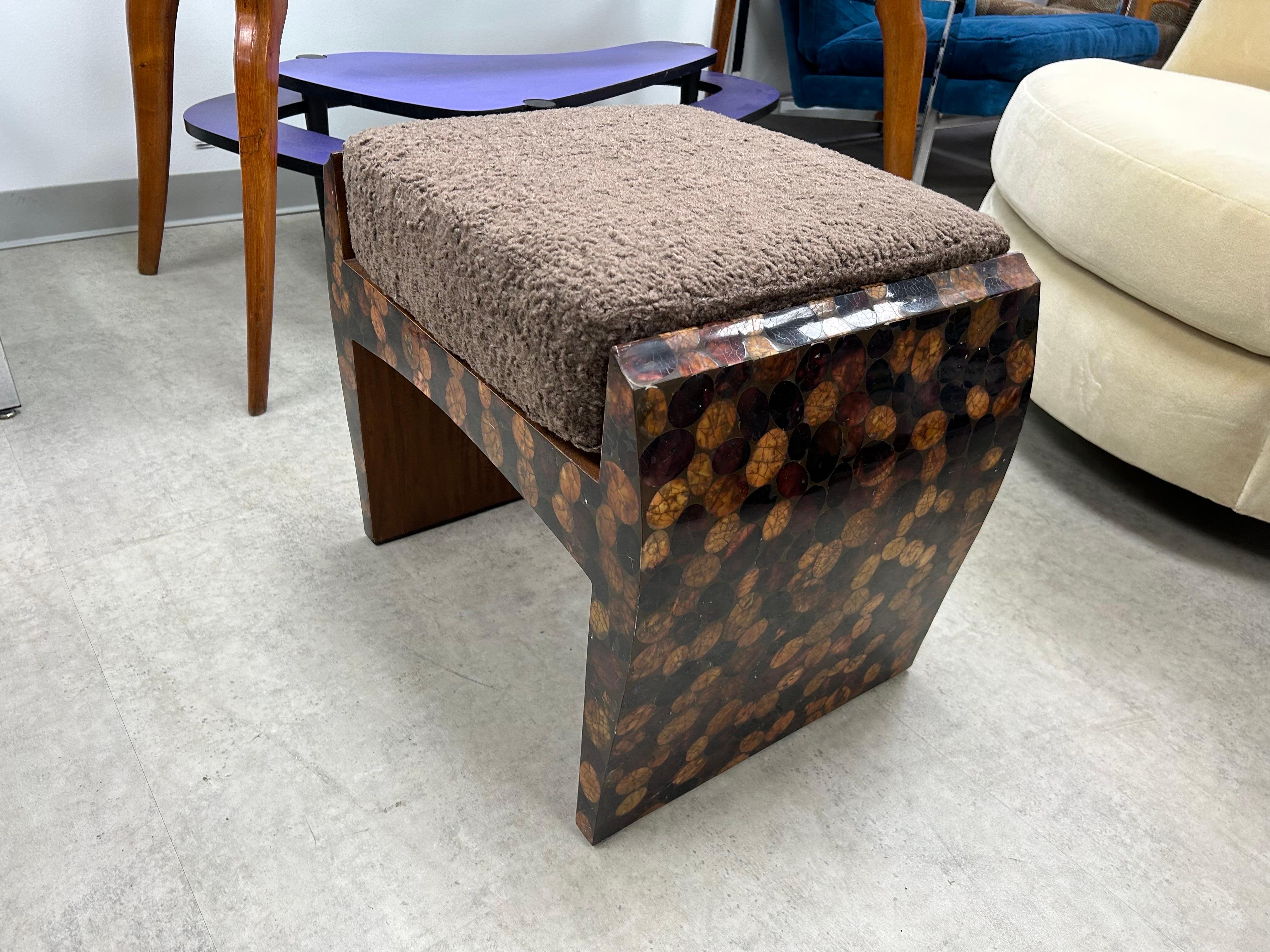 Fabric French Organic Modern Bench By R & Y Augousti   For Sale